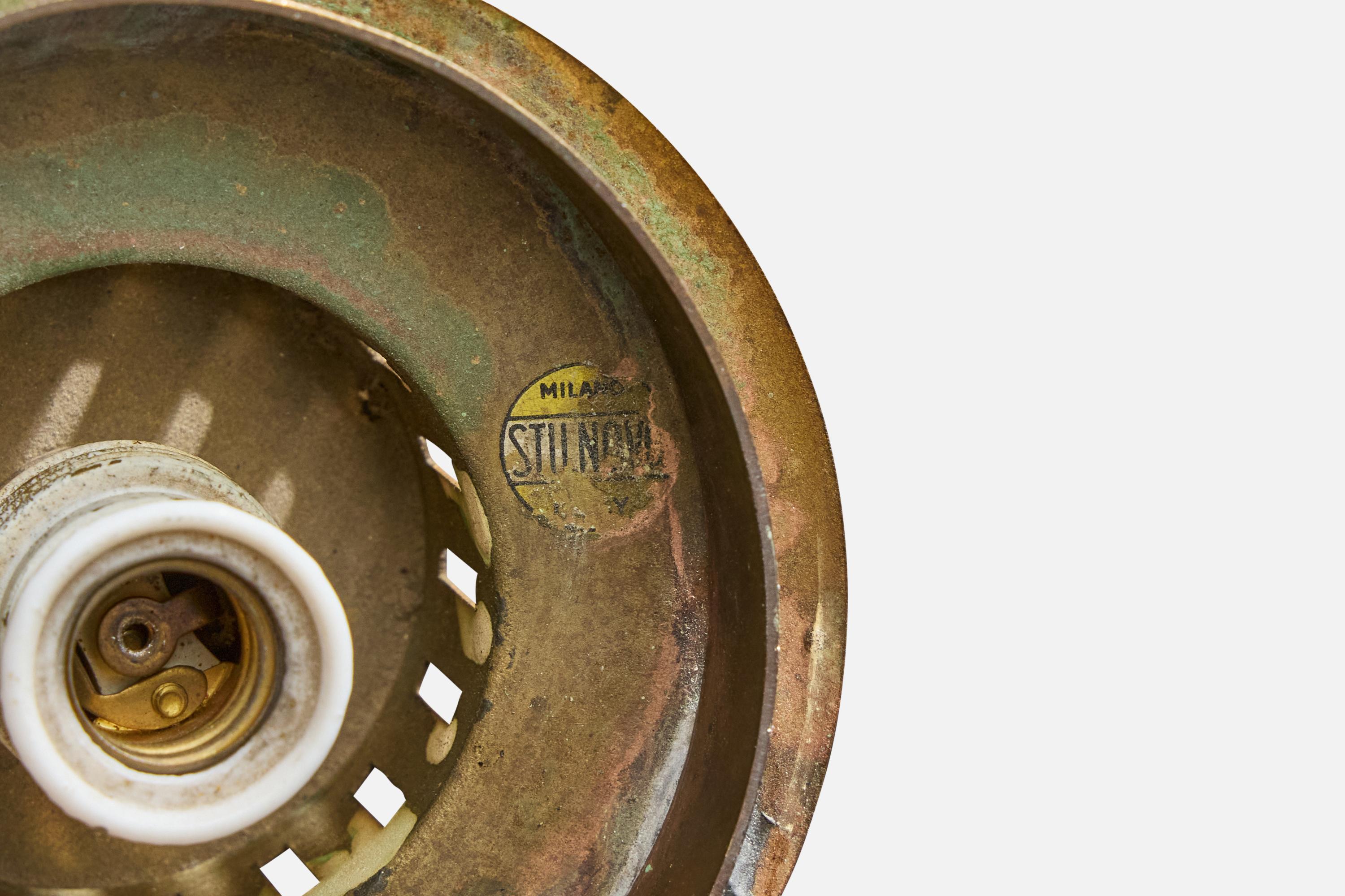 Stilnovo, Wandleuchten, Messing, Metall, Glas, Italien, 1950 im Angebot 6