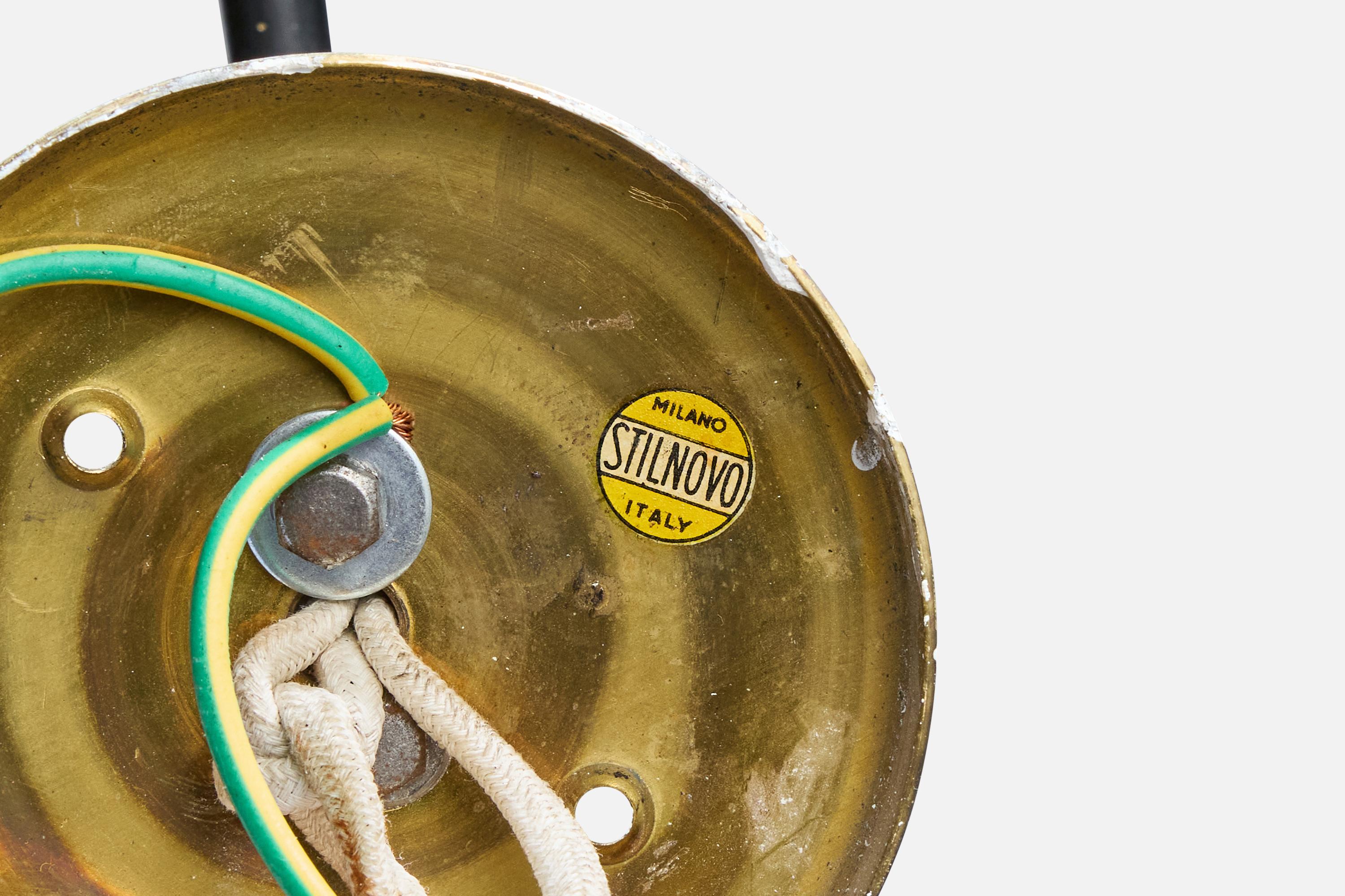 Stilnovo, Wandleuchten, Messing, Metall, Glas, Italien, 1950 im Angebot 6