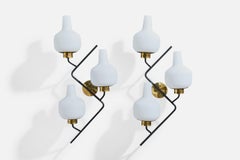 Stilnovo, Wall Lights, Brass, Metal, Glass, Italy, 1950