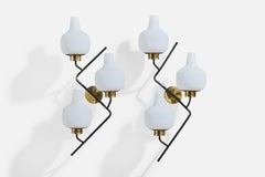 Stilnovo, Wall Lights, Brass, Metal, Glass, Italy, 1950