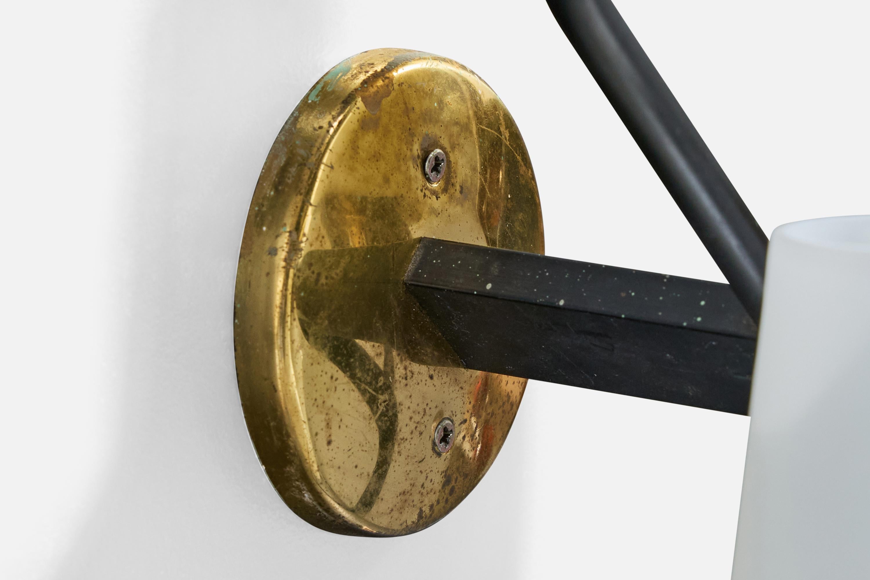 Stilnovo, Wandleuchten, Messing, Metall, Glas, Italien, 1950 im Angebot 2