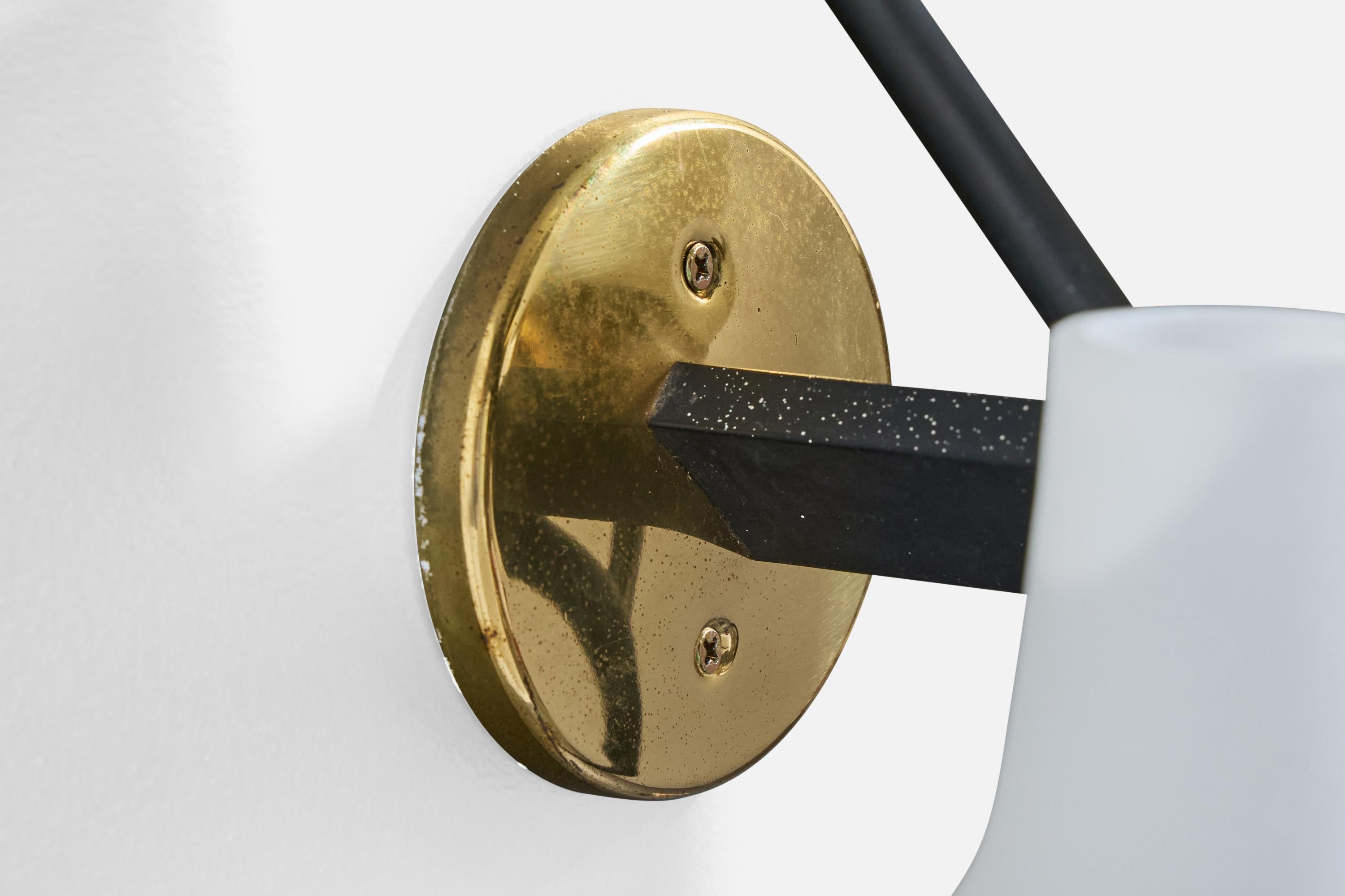 Stilnovo, Wandleuchten, Messing, Metall, Glas, Italien, 1950 im Angebot 2