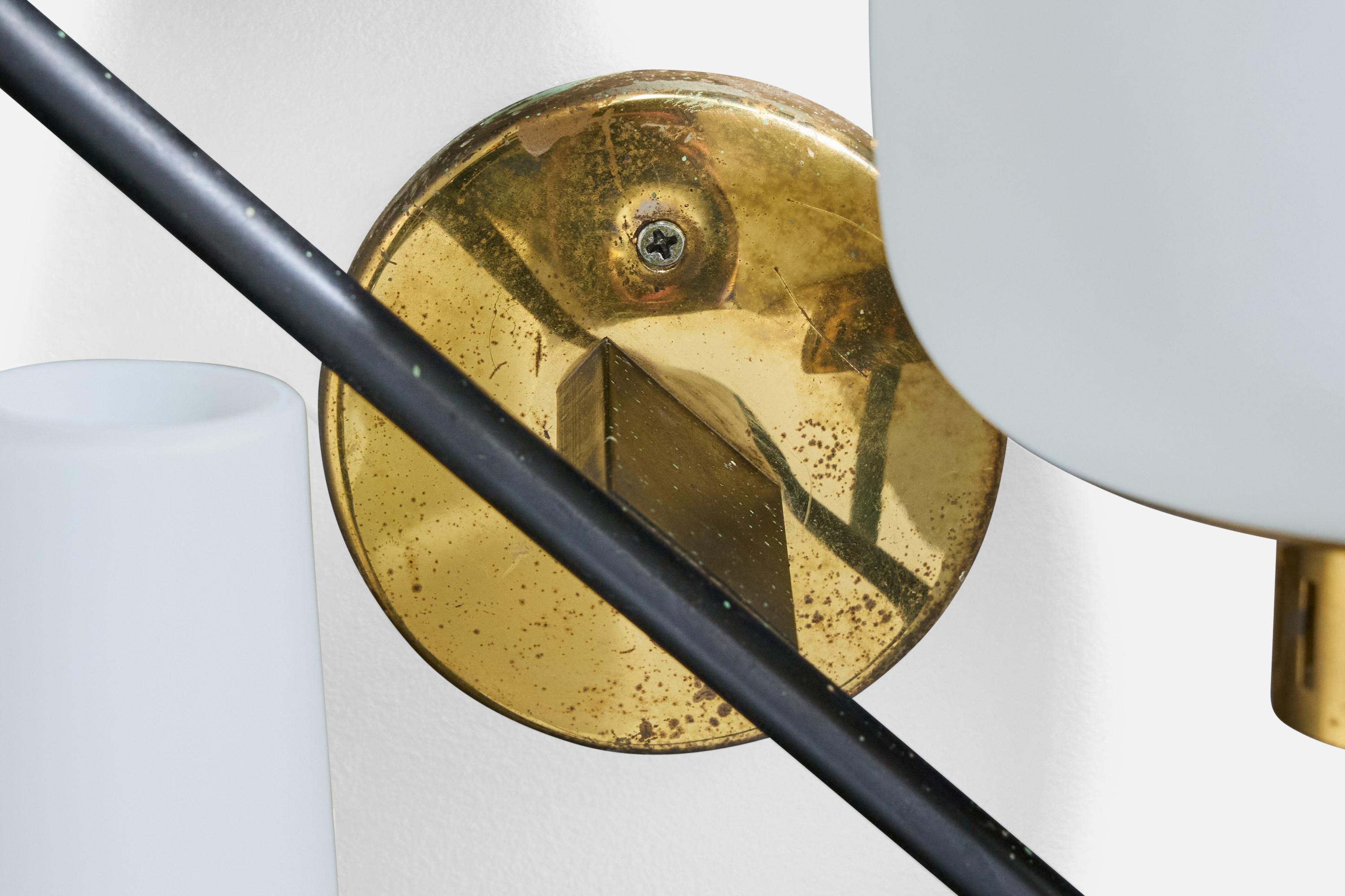 Stilnovo, Wandleuchten, Messing, Metall, Glas, Italien, 1950 im Angebot 3