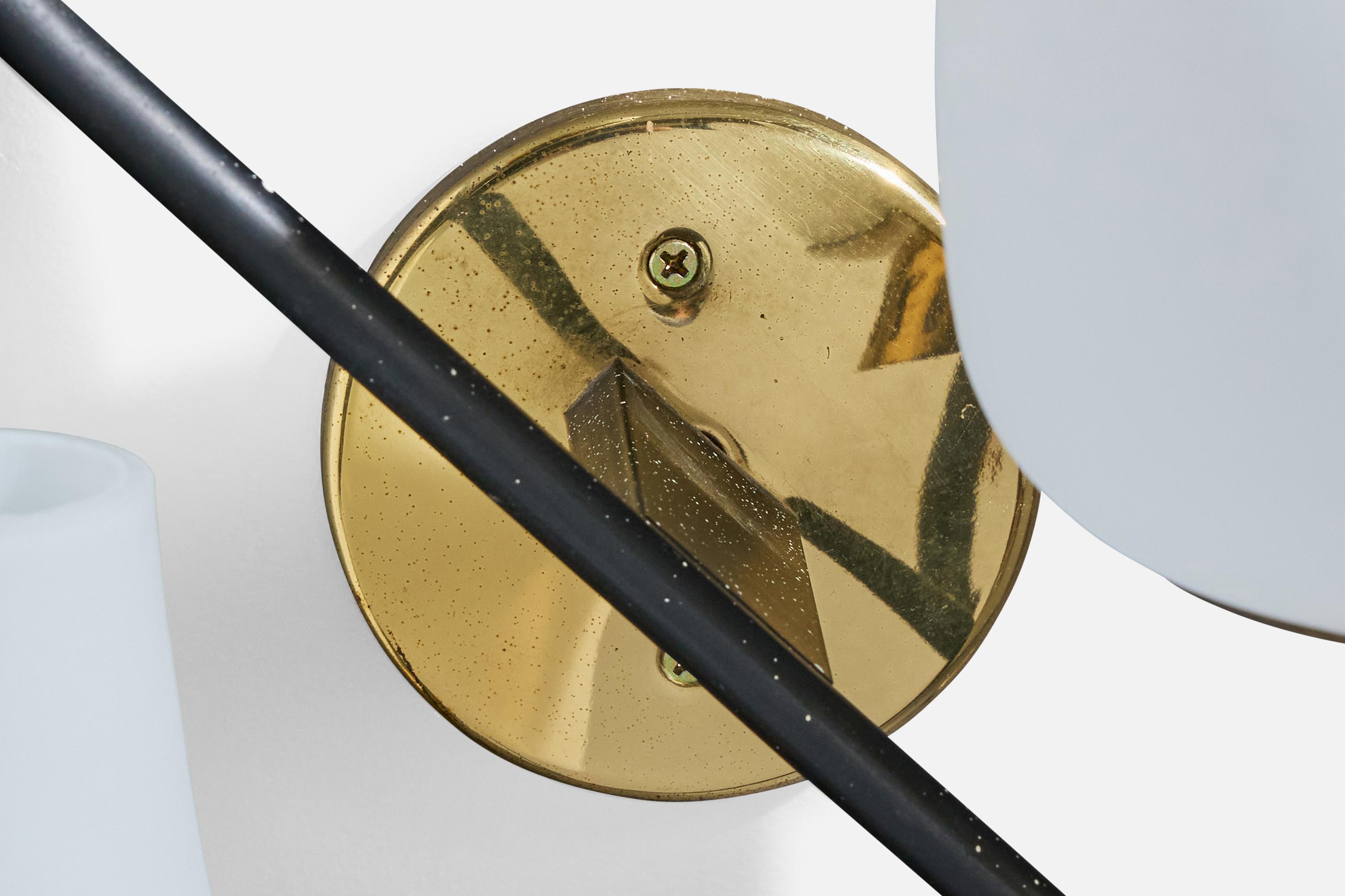 Stilnovo, Wandleuchten, Messing, Metall, Glas, Italien, 1950 im Angebot 3