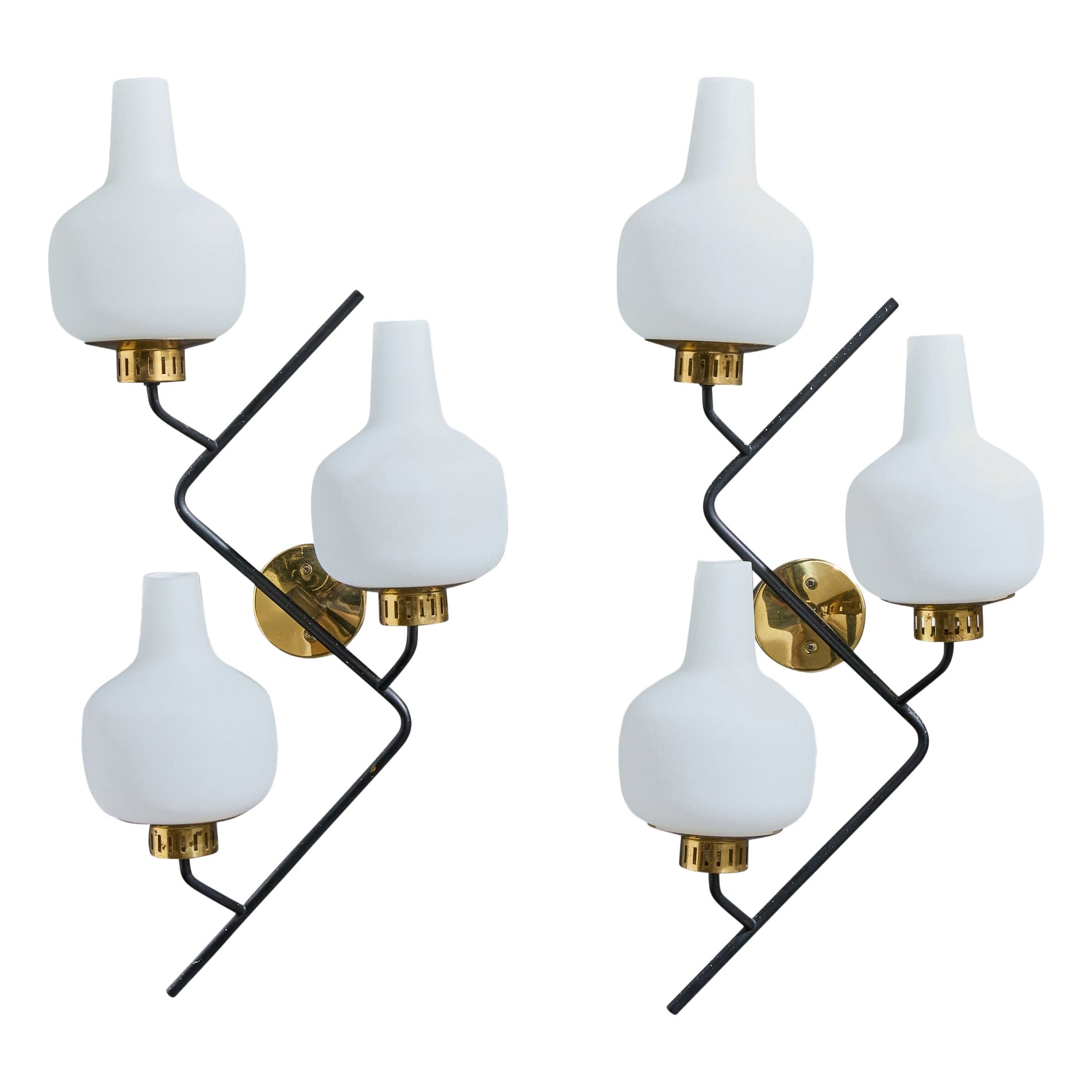 Stilnovo, Applique, Ottone, Metallo, Vetro, Italia, 1950