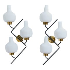 Stilnovo, Applique, Ottone, Metallo, Vetro, Italia, 1950