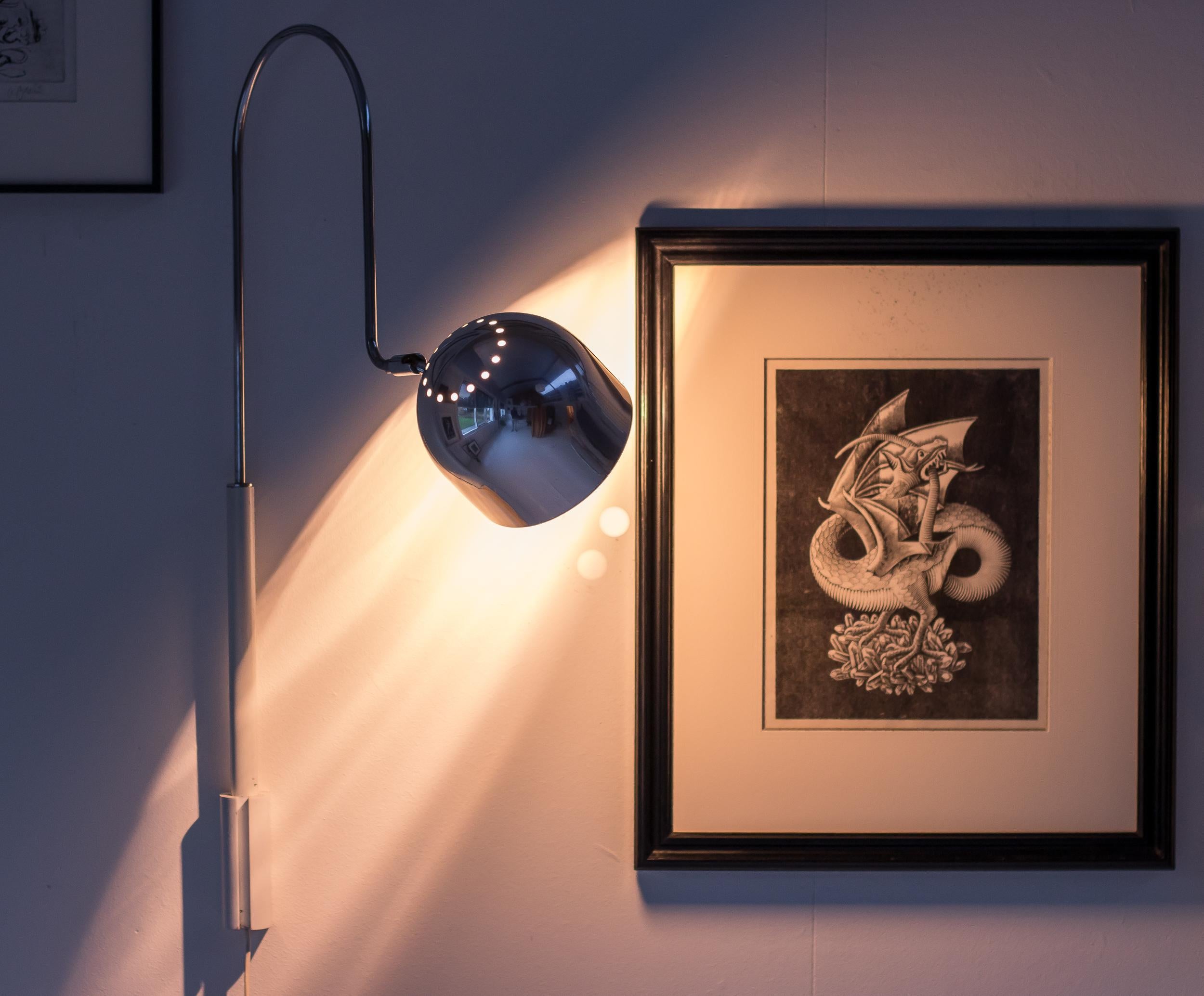 Mid-20th Century Stilnovo Wall Lights Italian mid century modern polished chrome shade For Sale
