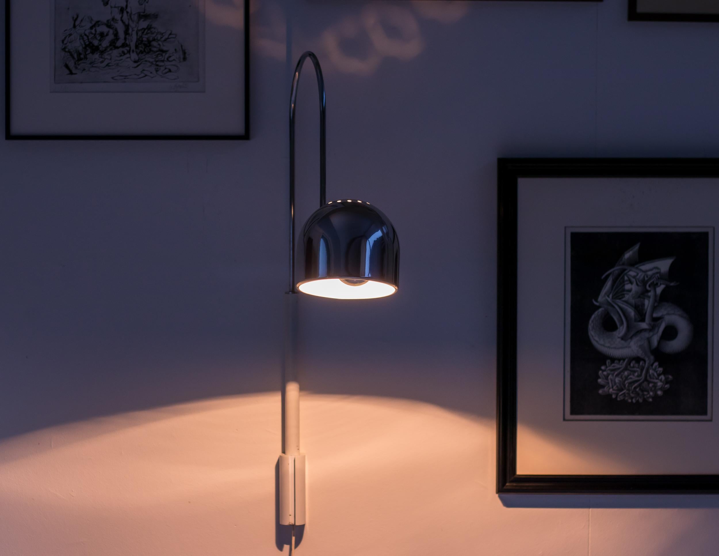 Steel Stilnovo Wall Lights Italian mid century modern polished chrome shade For Sale