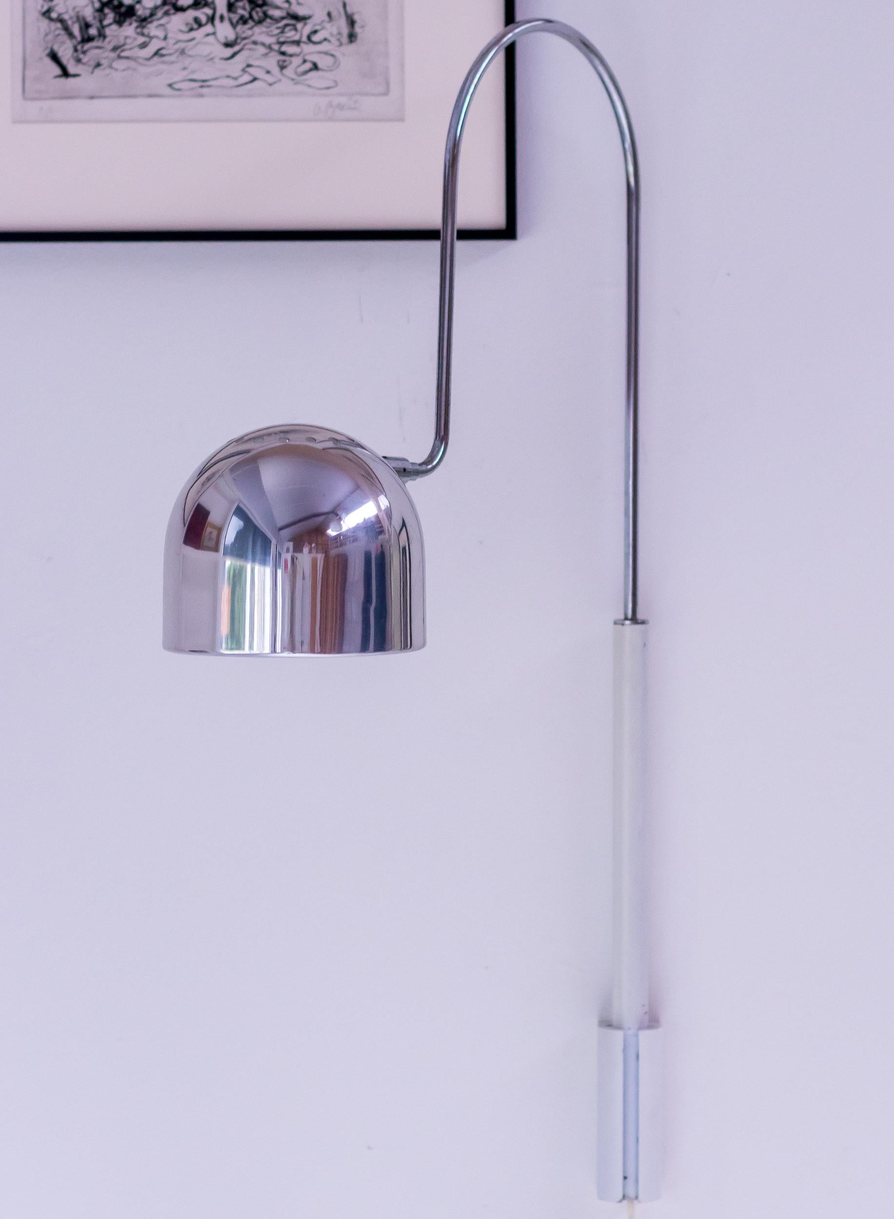 Stilnovo Wall Lights Italian mid century modern polished chrome shade For Sale 2