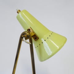 Stilnovo yellow and brass table lamp, Italy 1950s