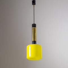Stilnovo Yellow Glass Pendant, 1950s