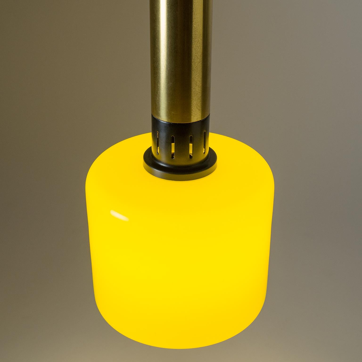 Lacquered Stilnovo Yellow Glass Pendant, 1950s For Sale