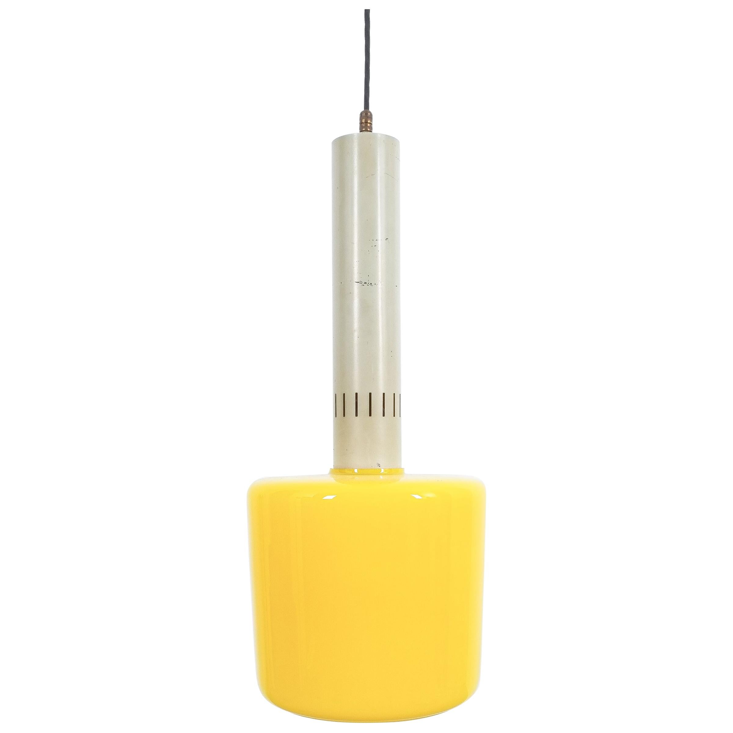 Stilnovo Yellow Glass Pendant Lamp Glass, circa 1950