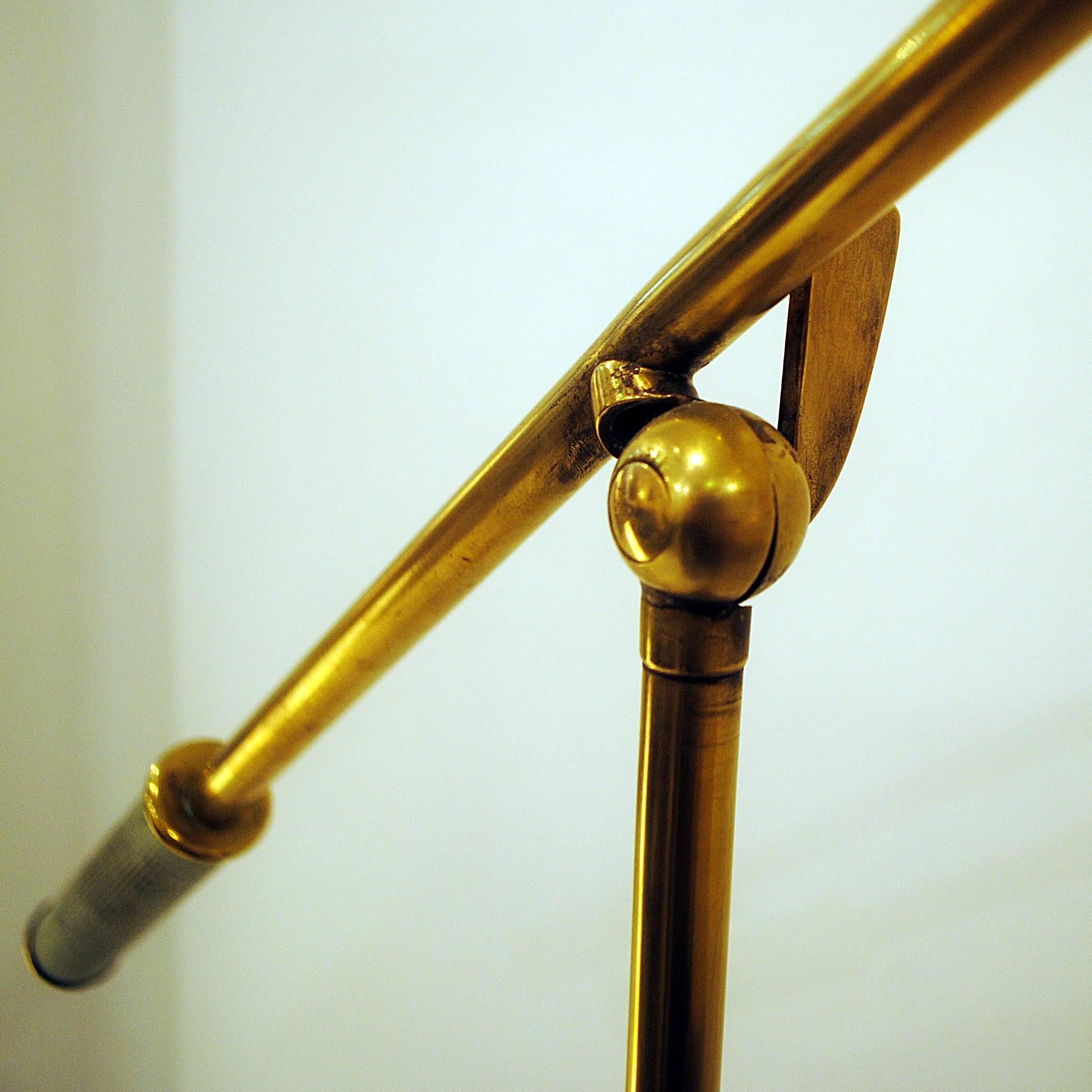 Mid-Century Modern Stilnovo, Adjustable Floor Lamp Brass and Marble, Italy, 1950s