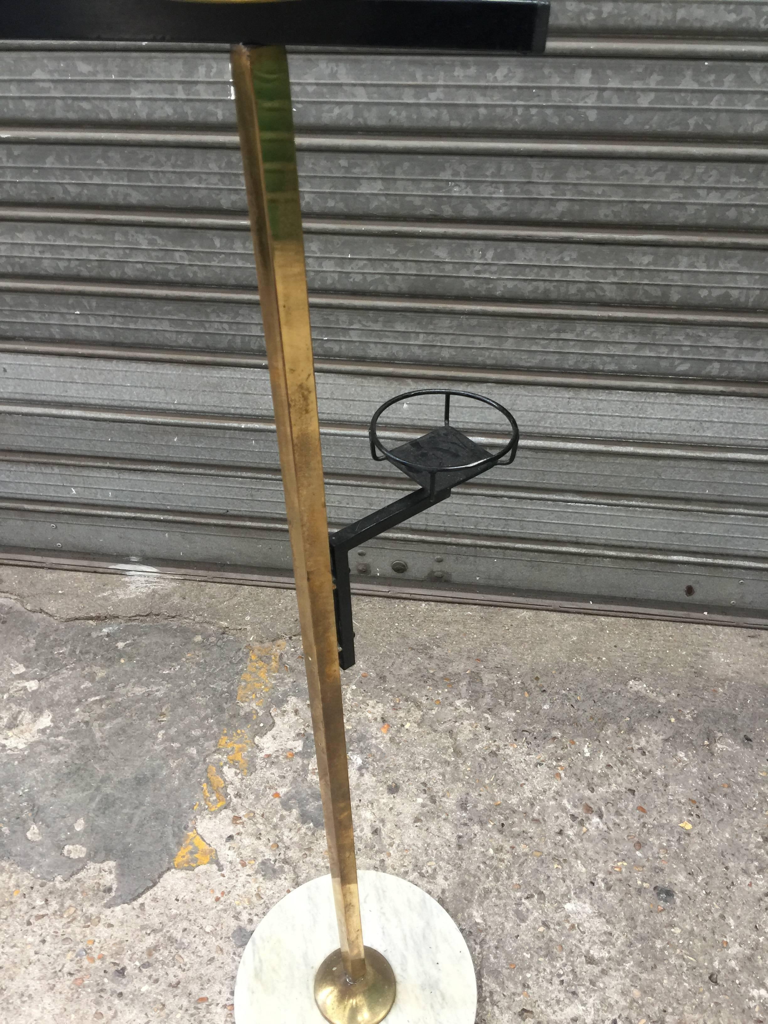 Floor Lamp in Lacquered Metal, Tinted Glass, Brass & Marble, Attrib to Stilnovo For Sale 5