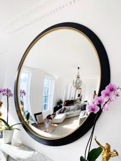 Stilo Nero Convex Wall Mirror, Silvered Glass, Black & Gold Frame, UK