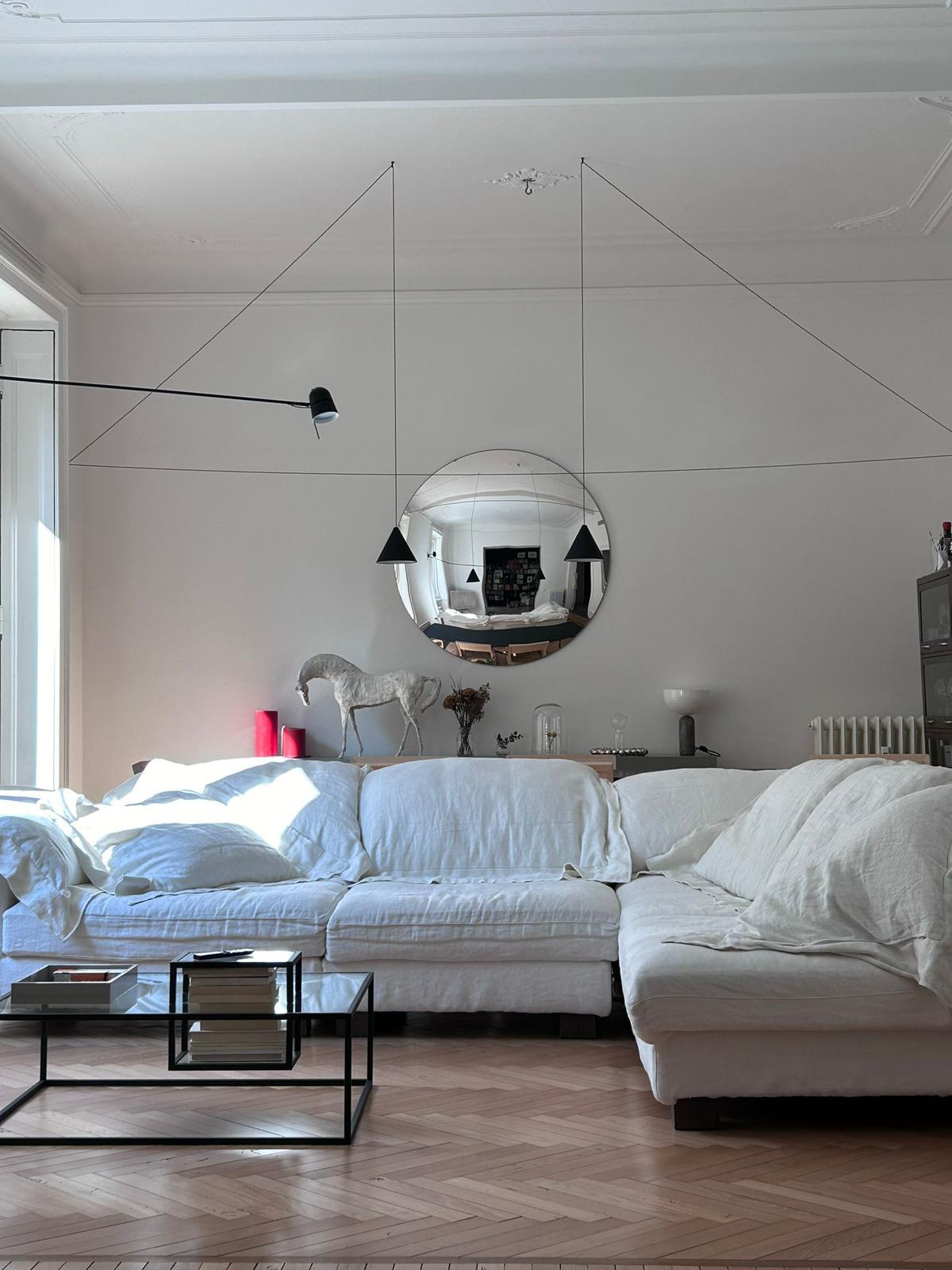 Contemporary Stilo Silver Convex Mirror 120 cm/ 47