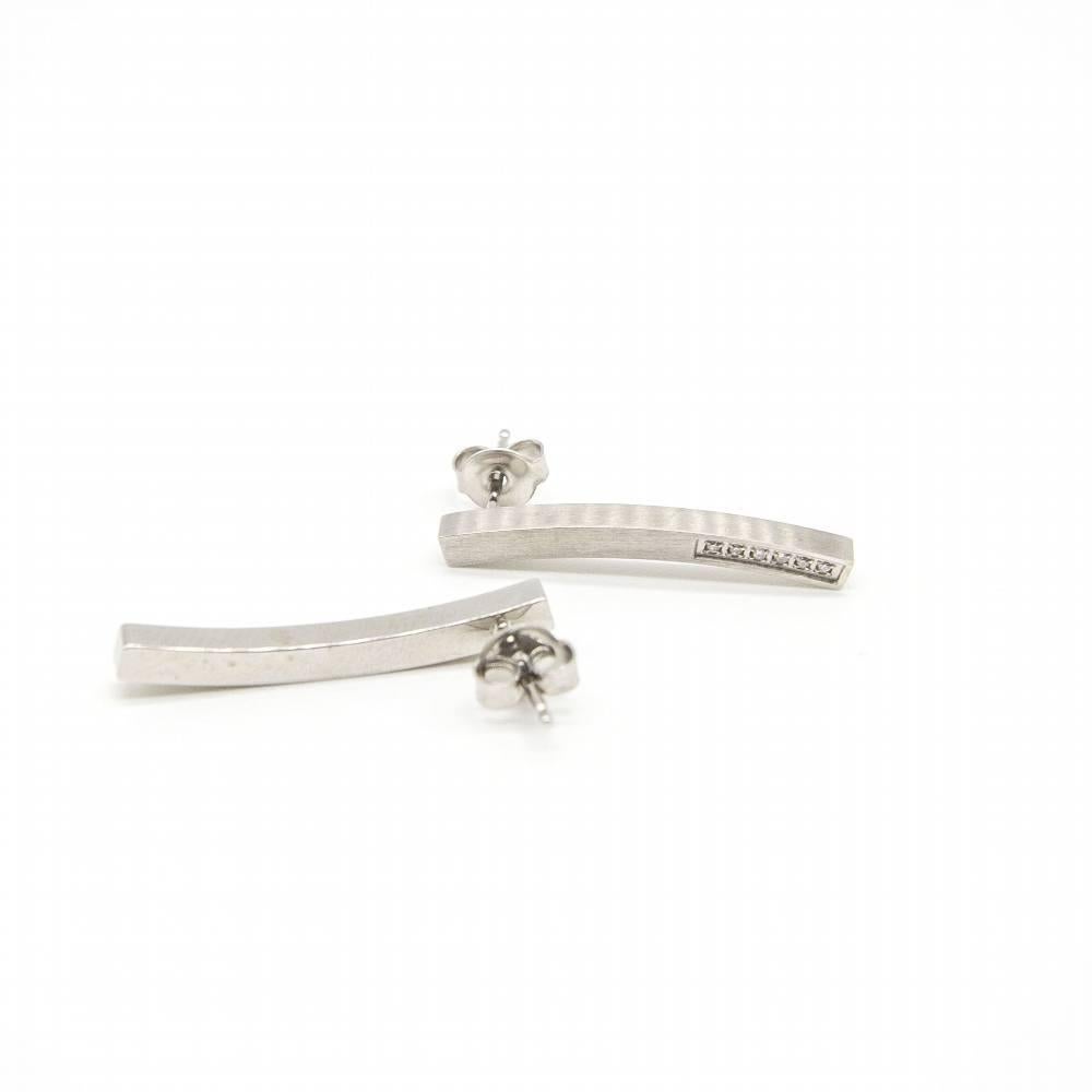 Brilliant Cut STILO Stainless Steel and Diamond Earrings For Sale