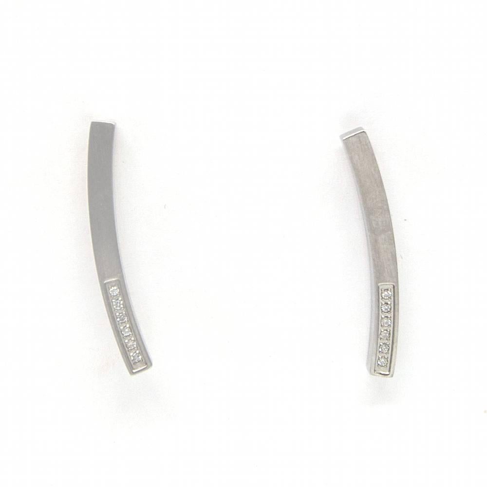 STILO Stainless Steel and Diamond Earrings In Excellent Condition For Sale In Barcelona, CT