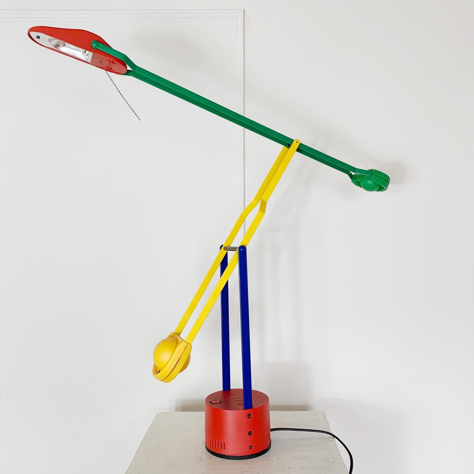 Italian Stilplast Memphis Desk Lamp 1980s Red, Green, Yellow, Blue