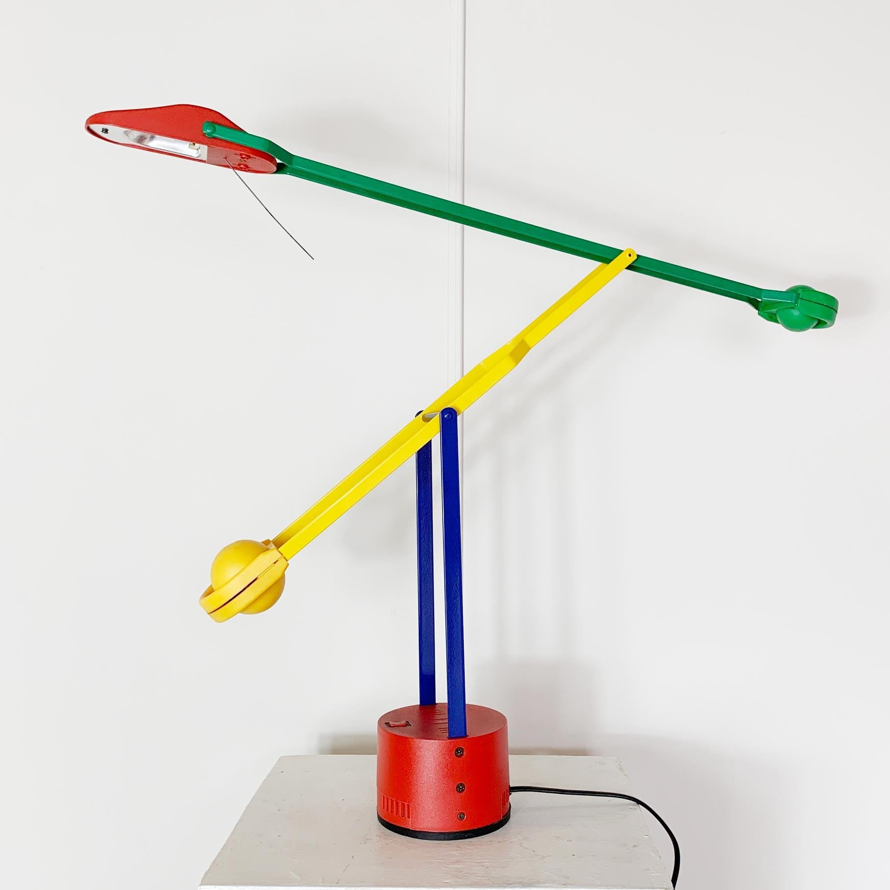 20th Century Stilplast Memphis Desk Lamp 1980s Red, Green, Yellow, Blue