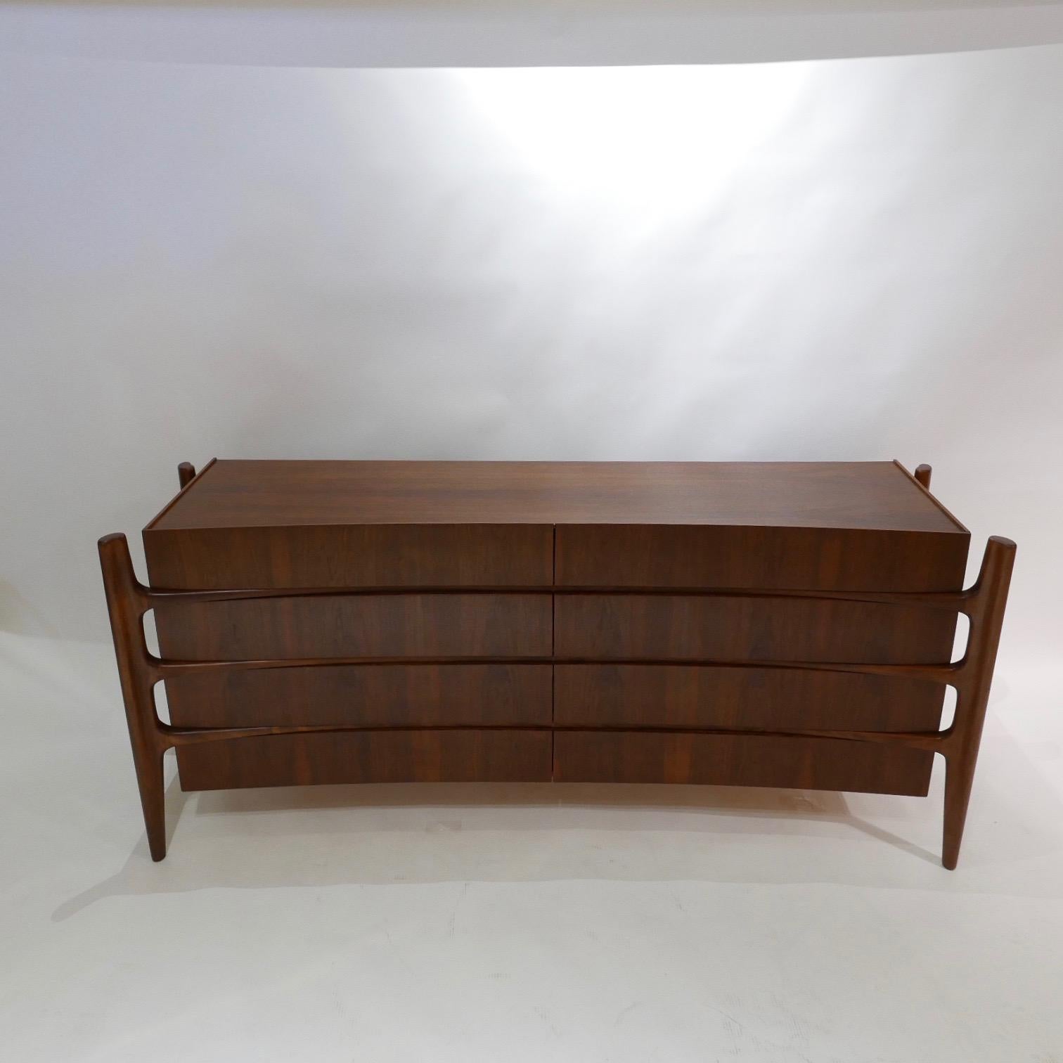 Stilted Curved Scandinavian Mid-Century Modern William Hinn Chest or Dresser 11