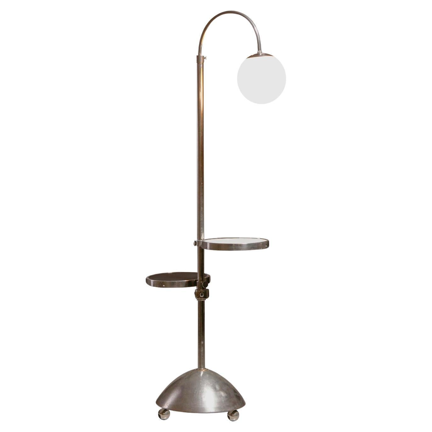 Stilton Bauhaus Floor Lamp in Chrome and Opaline Glass, 1930s