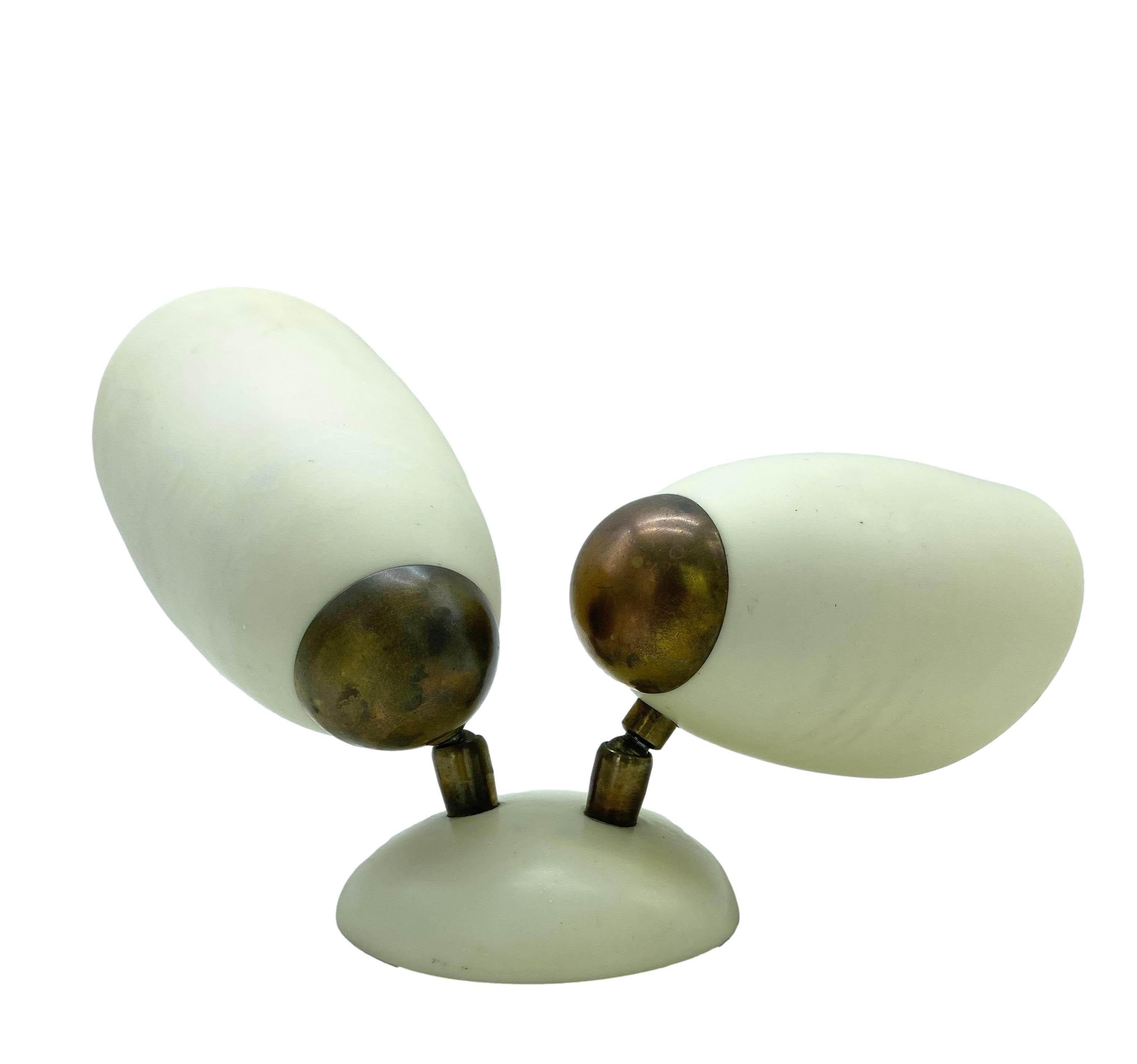 Mid-Century Modern Stilux Acrylic and Brass Two Lights Wall Lamp, Italy 1960s For Sale
