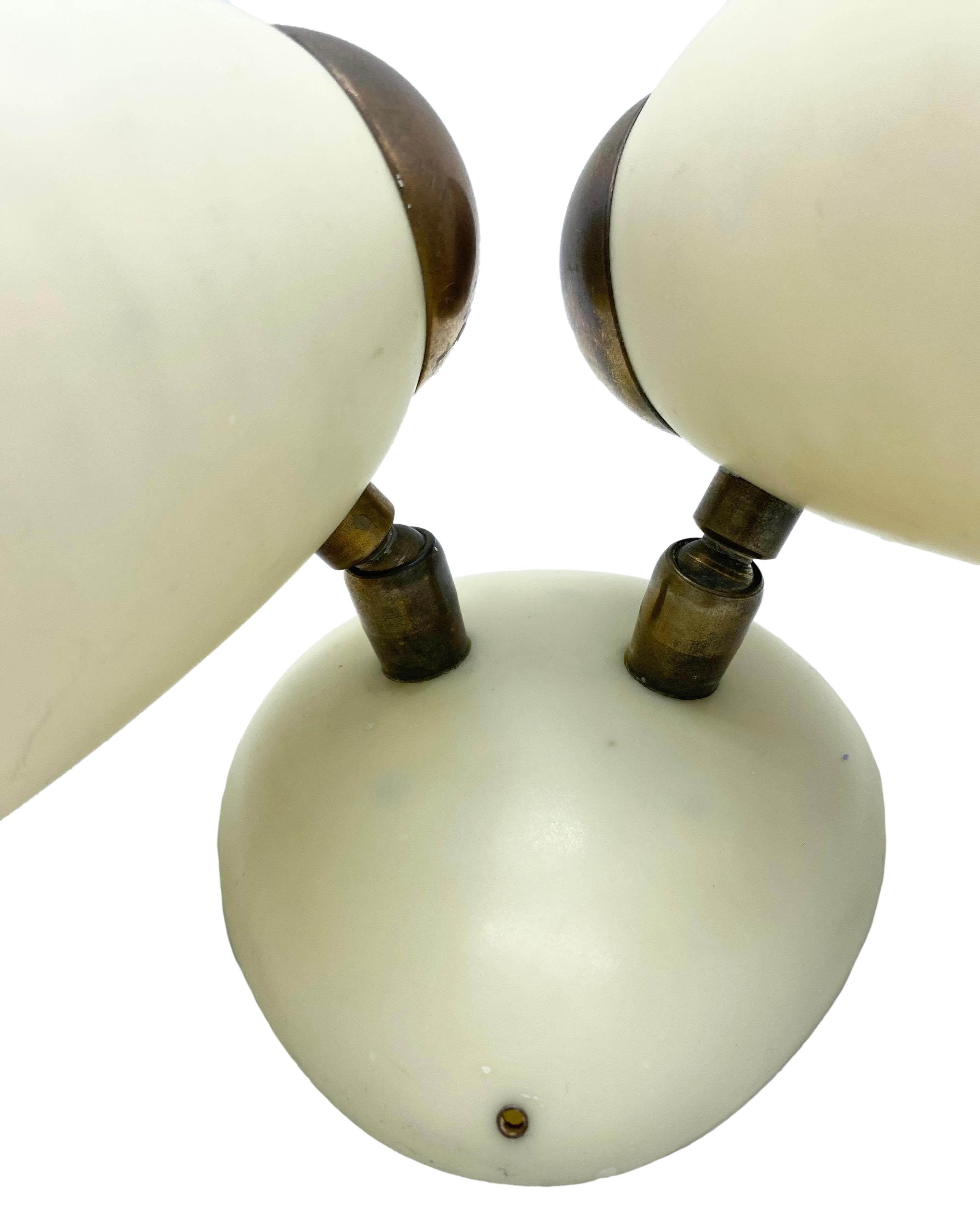 Italian Stilux Acrylic and Brass Two Lights Wall Lamp, Italy 1960s For Sale