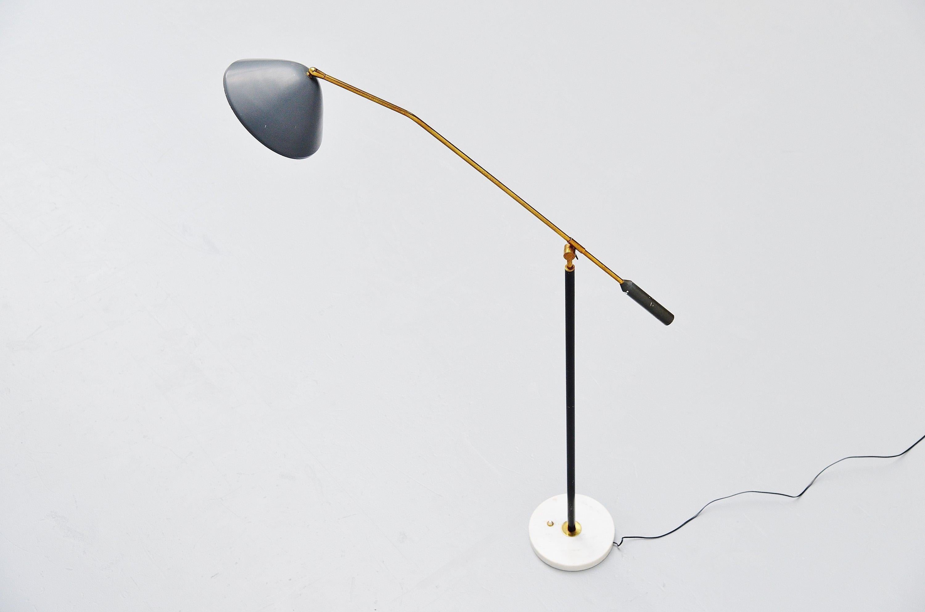 Cold-Painted Stilux Adjustable Floor Lamp Dark Grey, Italy, 1960