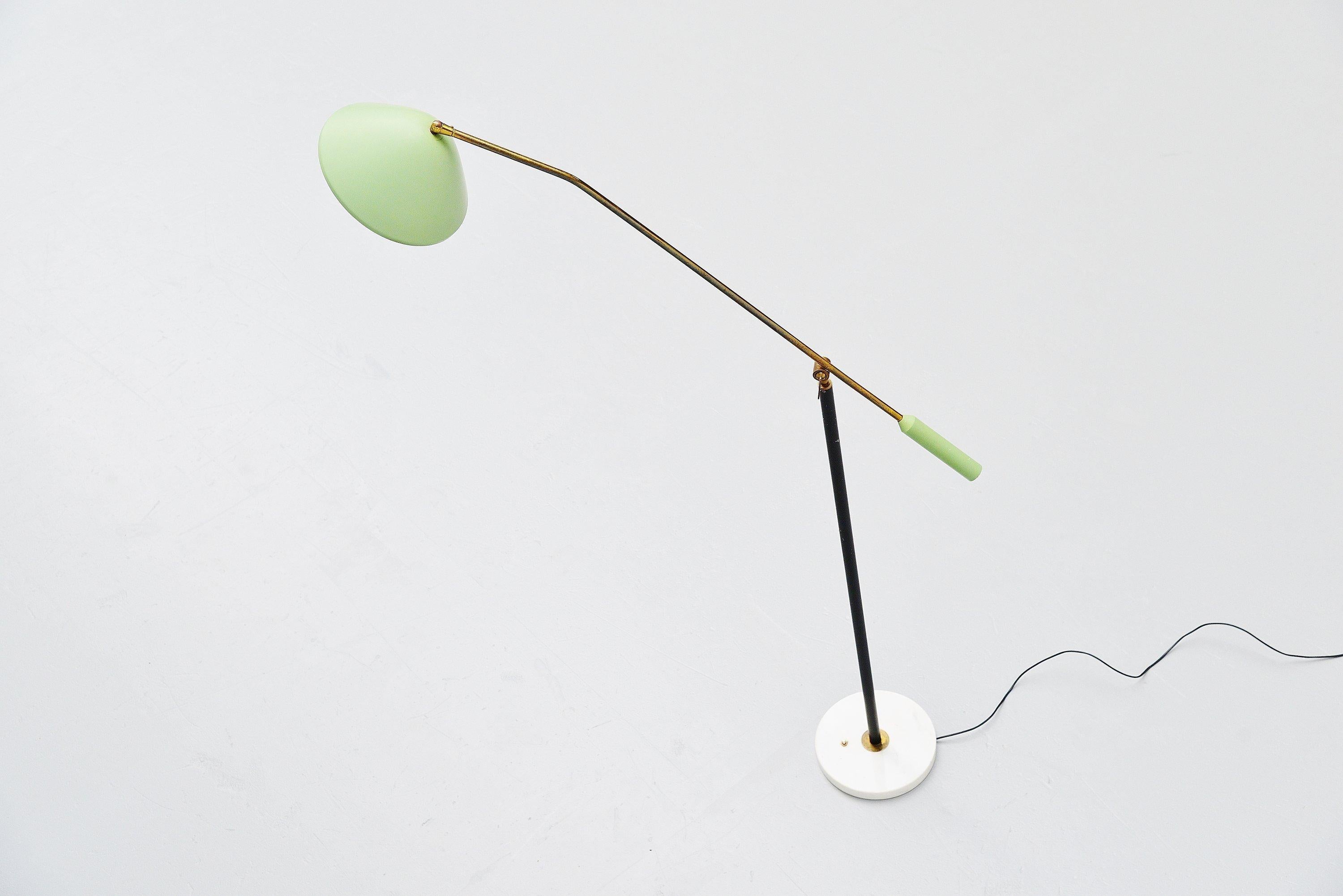 Cold-Painted Stilux Adjustable Floor Lamp Mint Green, Italy, 1960