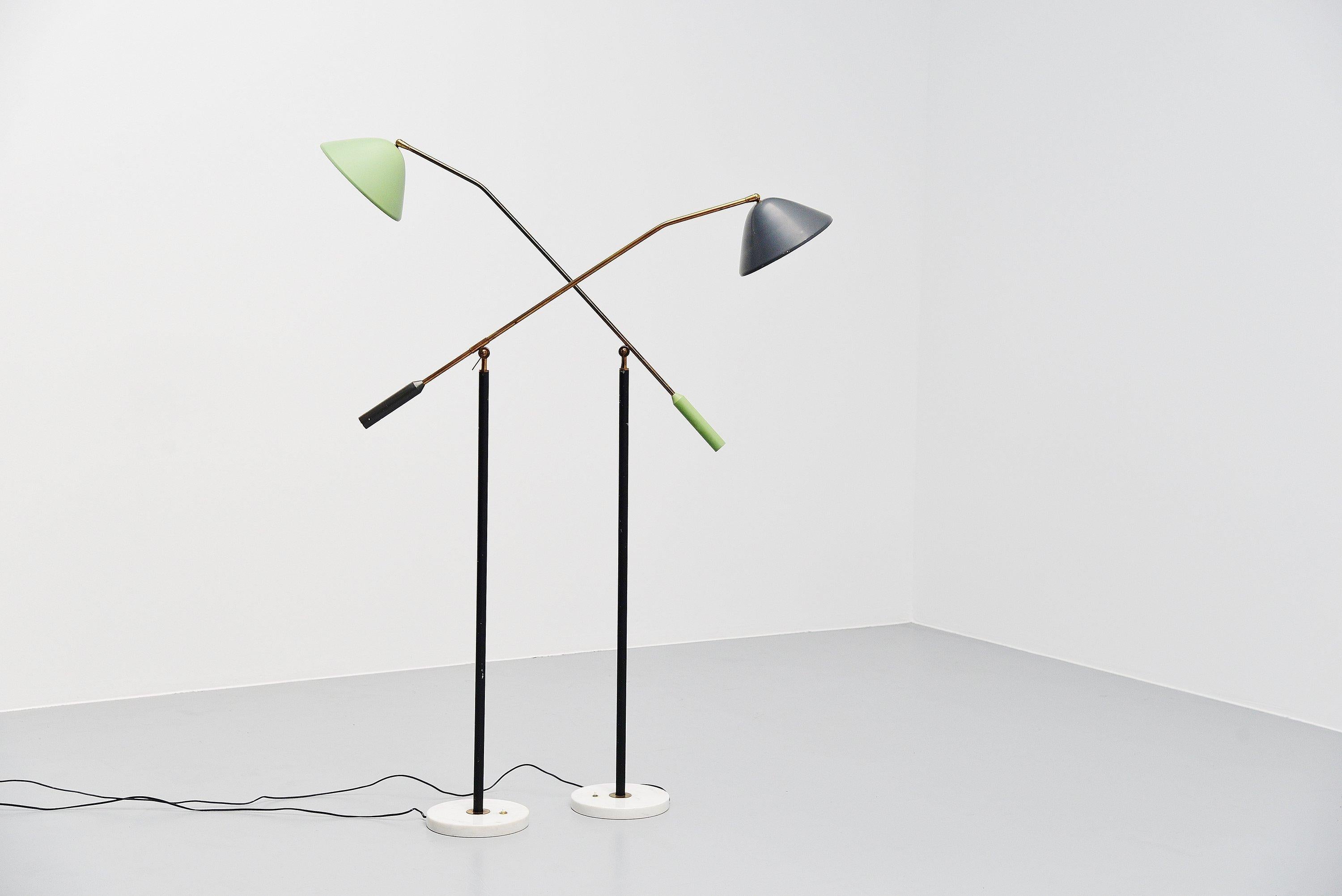 Metal Stilux Adjustable Floor Lamp Mint Green, Italy, 1960