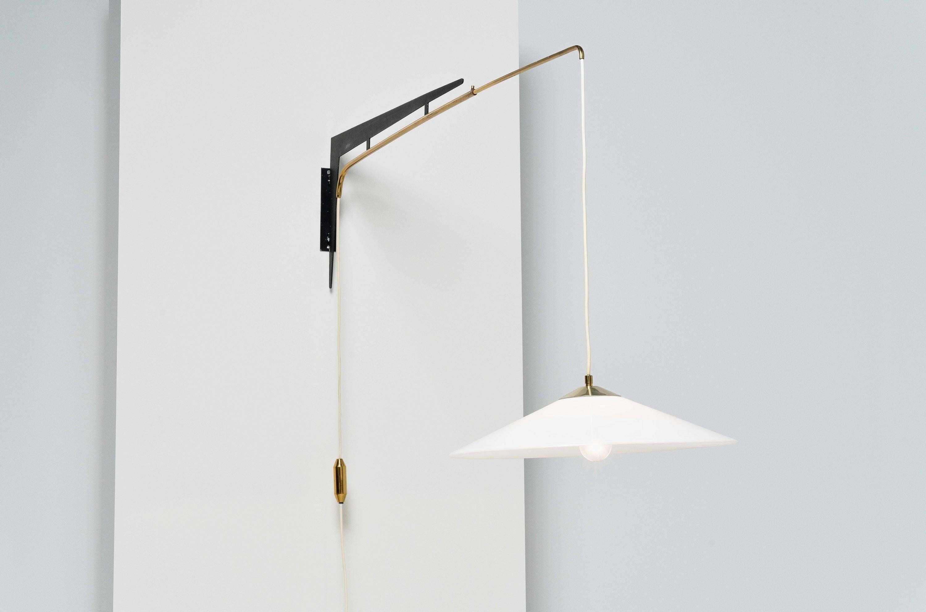 Mid-Century Modern Stilux Adjustable Pivoting Wall Lamp Italy 1960