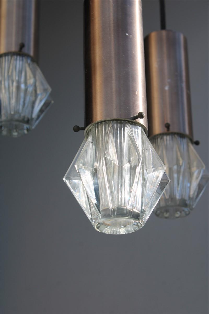 Stilux Ceiling lamp Aluminum and Glass Sculpture Italian Design 1950s  For Sale 2