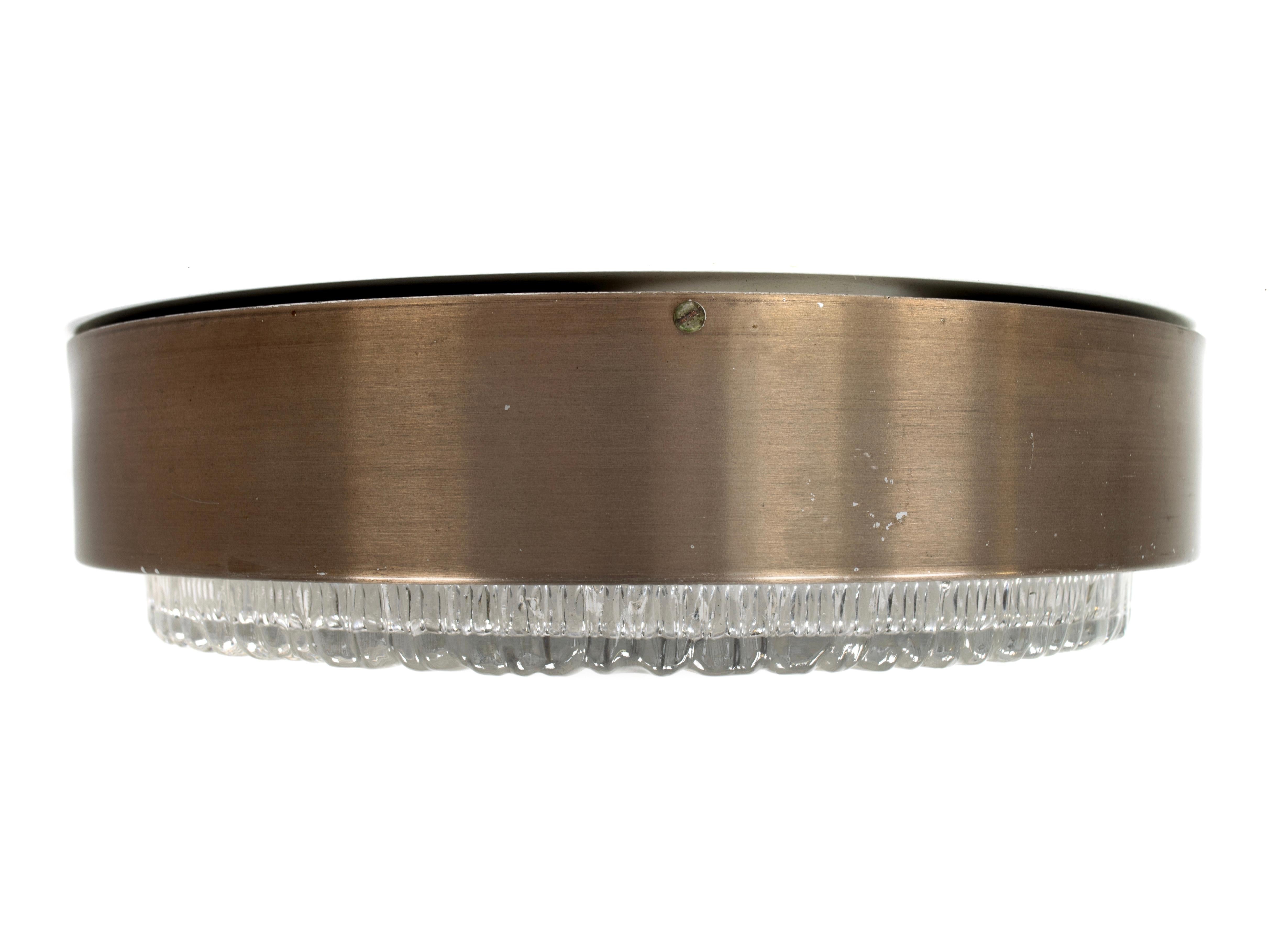 Italian Stilux Ceiling Lamp in Copper and Glass, Italy, 1960s For Sale