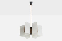 Stilux-Kronleuchter, Messing, Metall, Plexiglas, Italien, 1950er Jahre