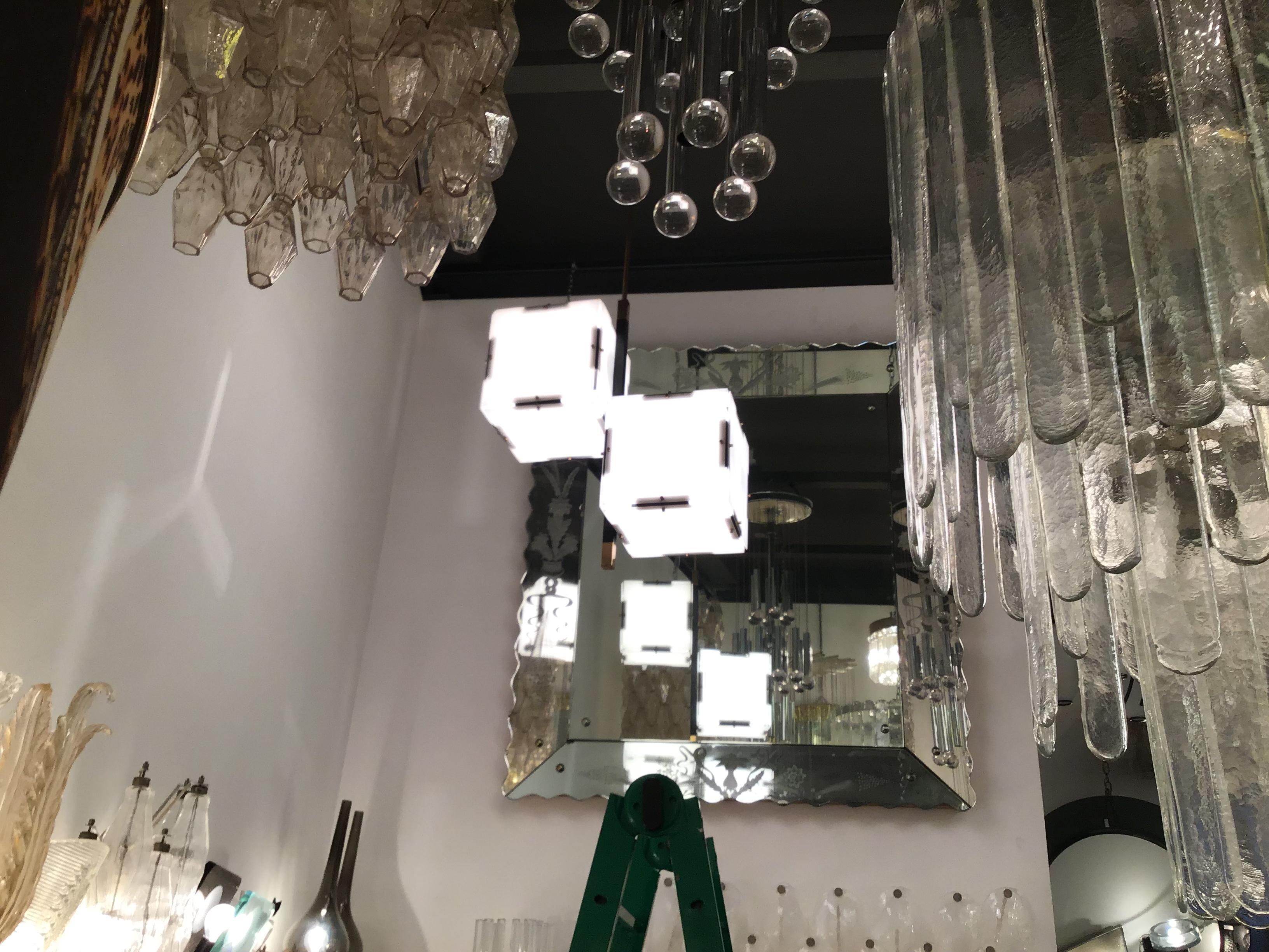 Stilux Chandelier Metal Plexiglass White, 1960, Italy For Sale 3
