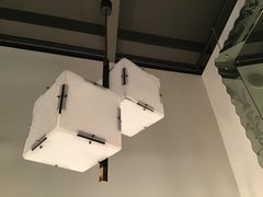 Stilux-Kronleuchter aus Metall und Plexiglas, Weiß, 1960, Italien