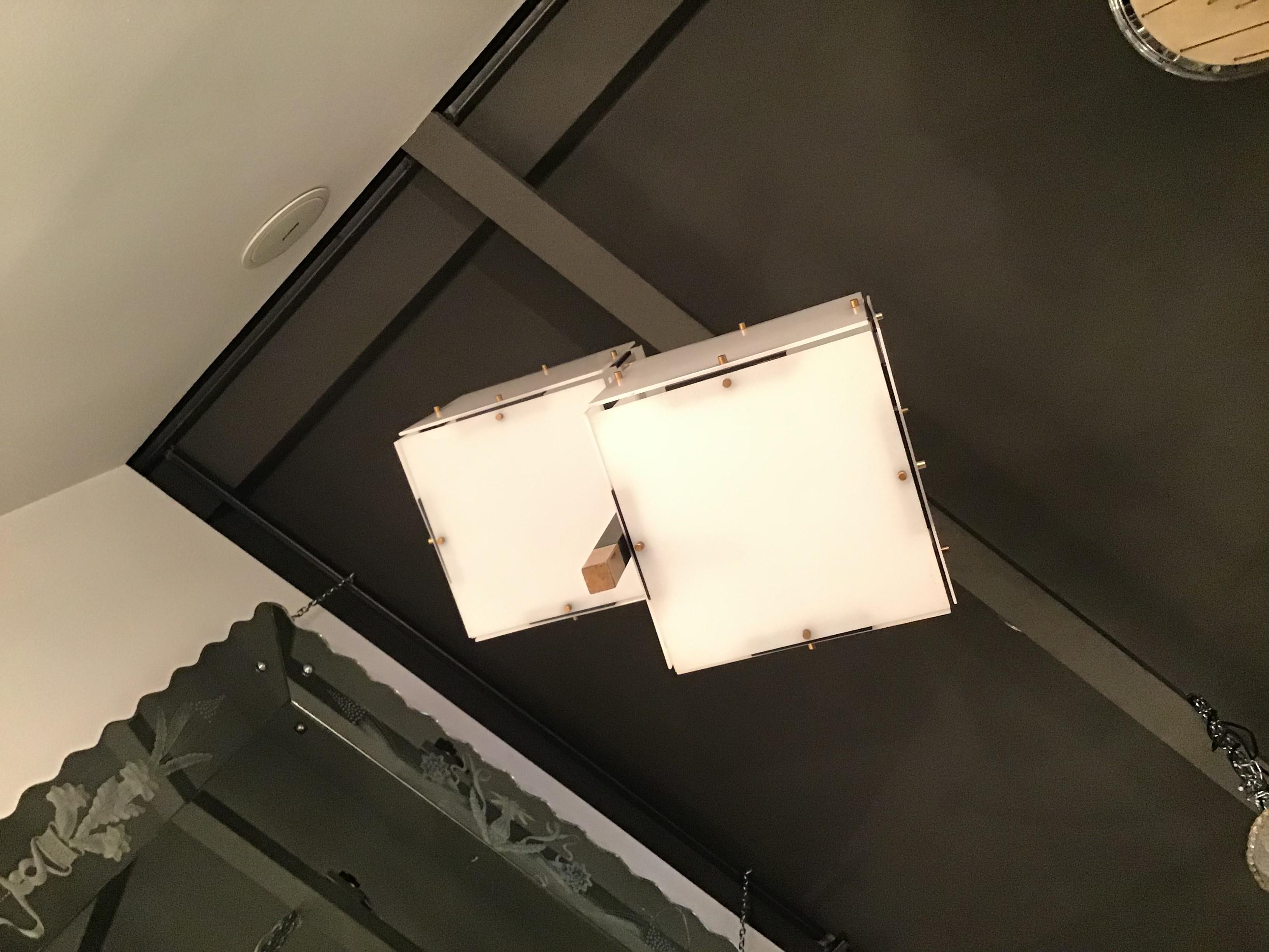 Other Stilux Chandelier Metal Plexiglass White, 1960, Italy For Sale