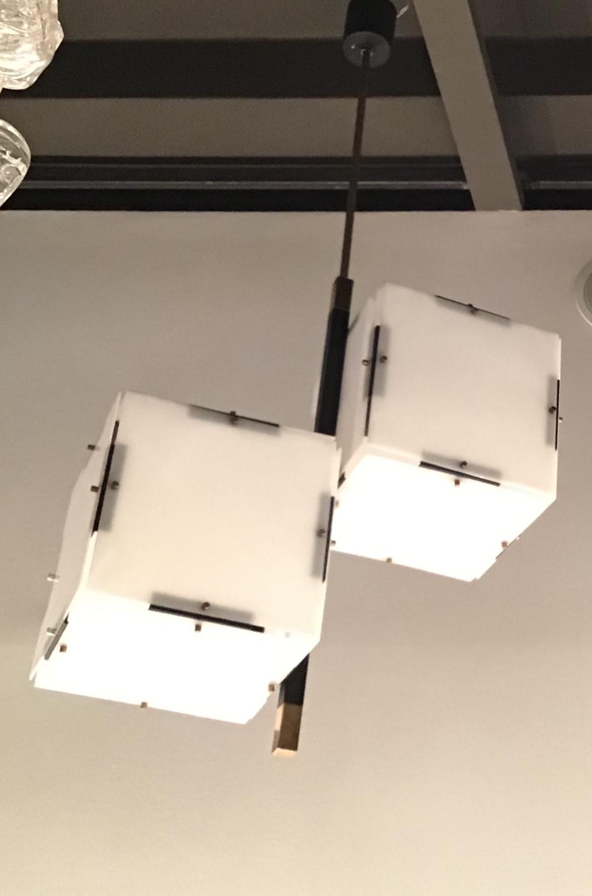 Stilux Chandelier Metal Plexiglass White, 1960, Italy In Good Condition For Sale In Milano, IT