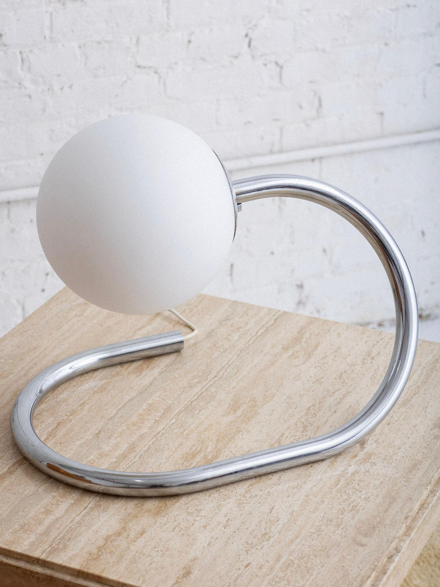 Stilux Chrome and Glass Table Lamp In Good Condition For Sale In Brooklyn, NY