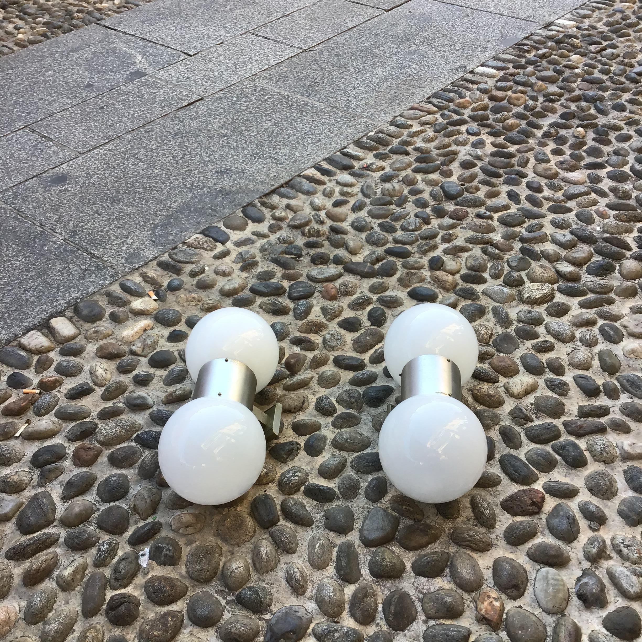 Stilux Couple Sconces Glass  Metal Crome 1958 Italy For Sale 3