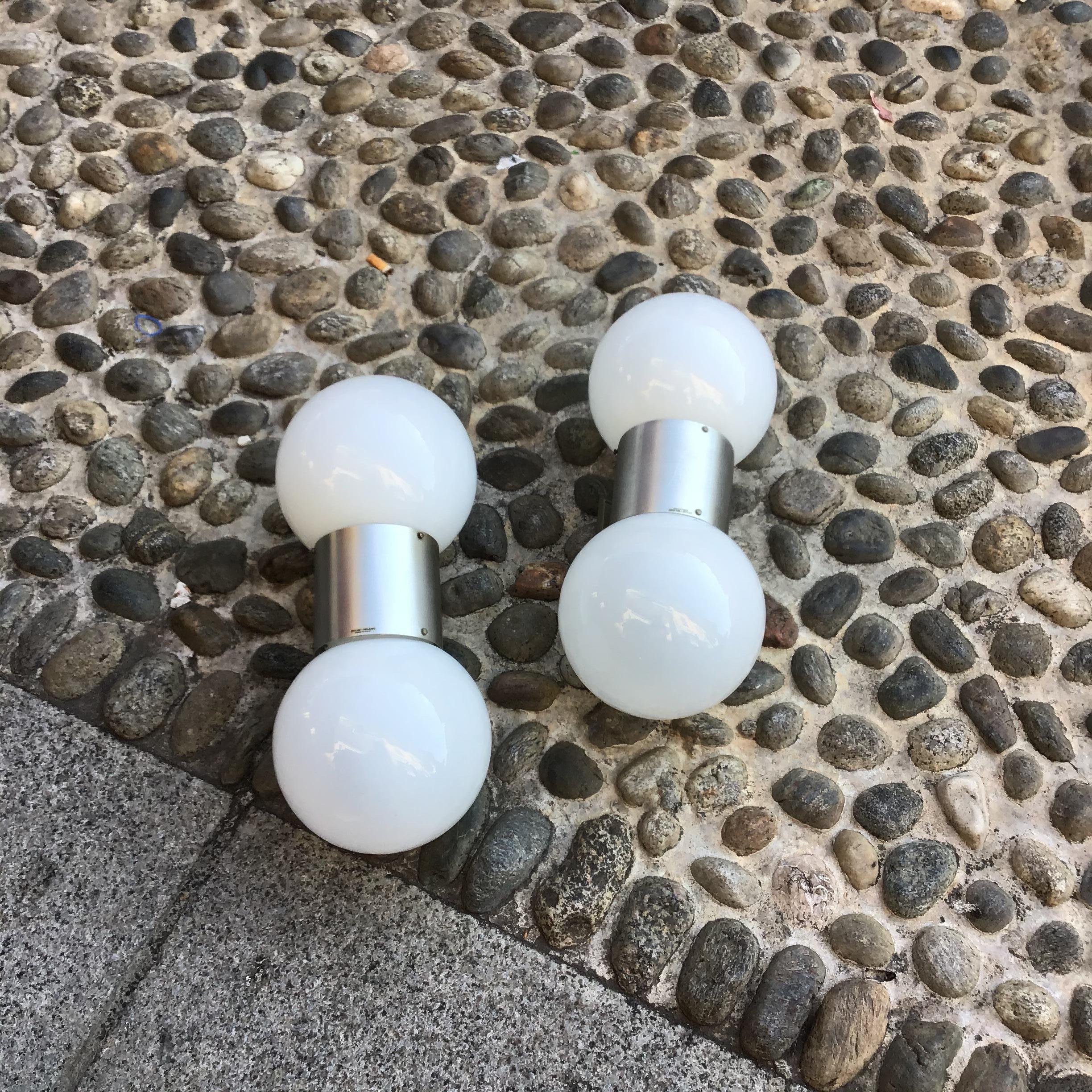 Stilux Couple Sconces Glass  Metal Crome 1958 Italy For Sale 5