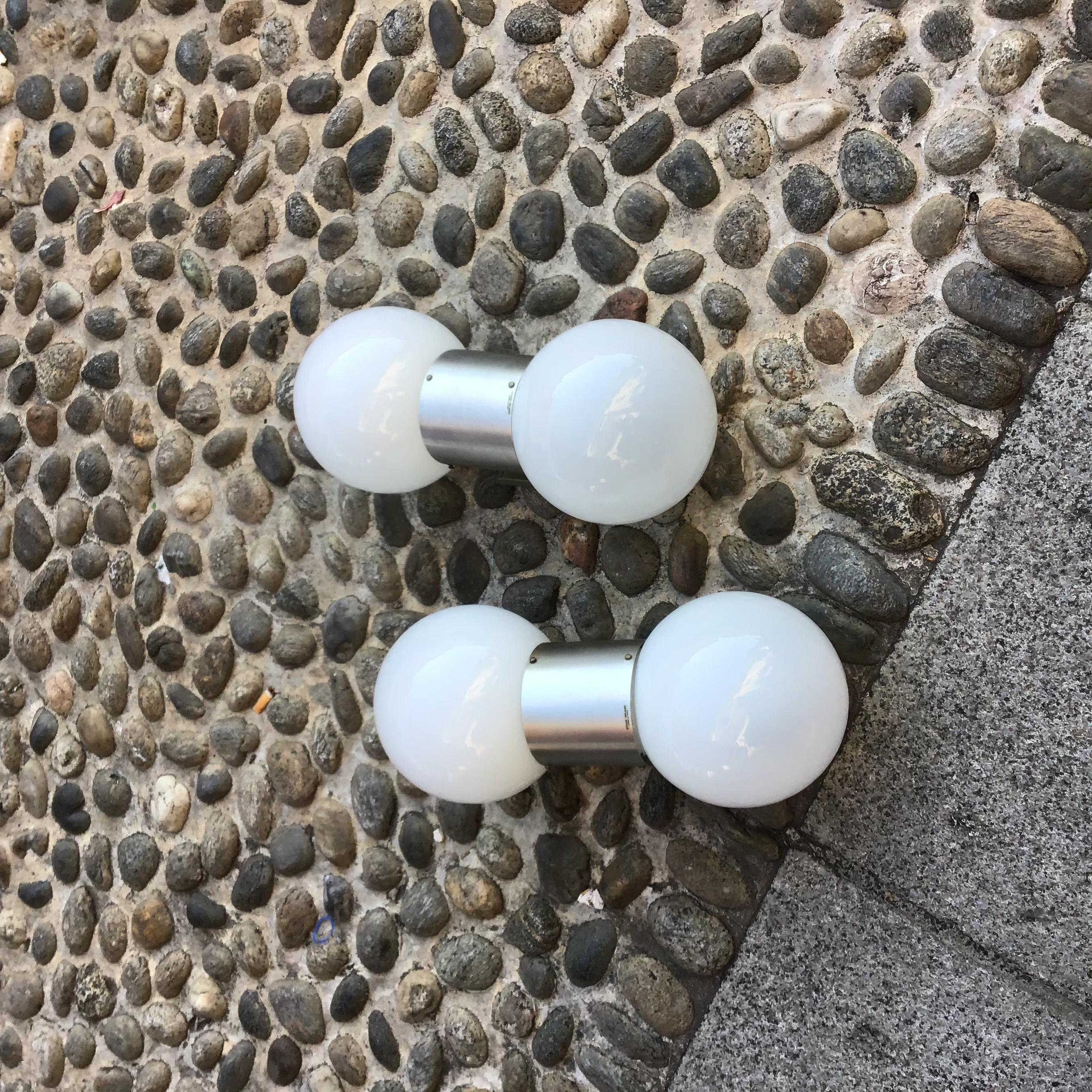 Stilux Couple Sconces Glass  Metal Crome 1958 Italy For Sale 8