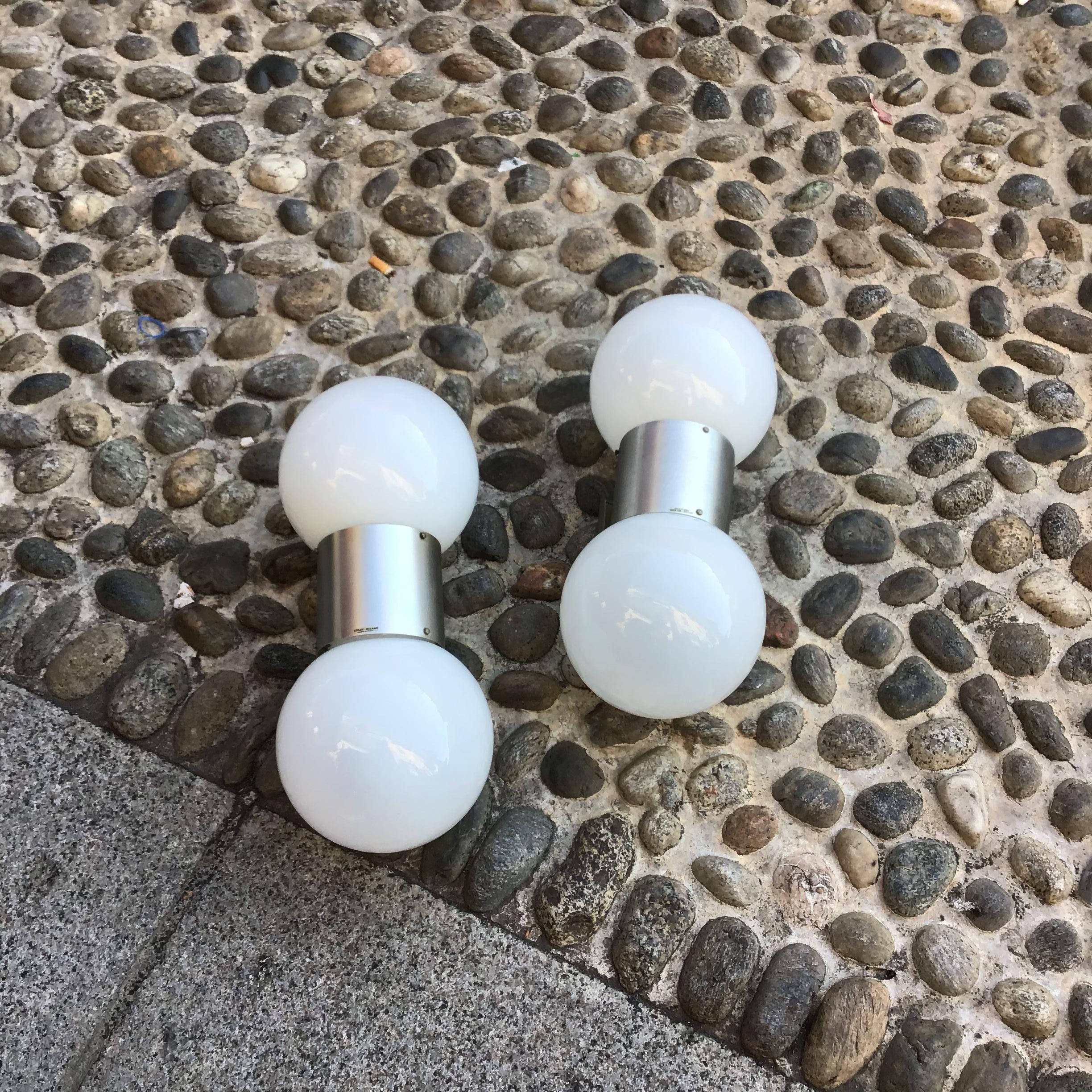 Stilux Couple Sconces Glass  Metal Crome 1958 Italy For Sale 9