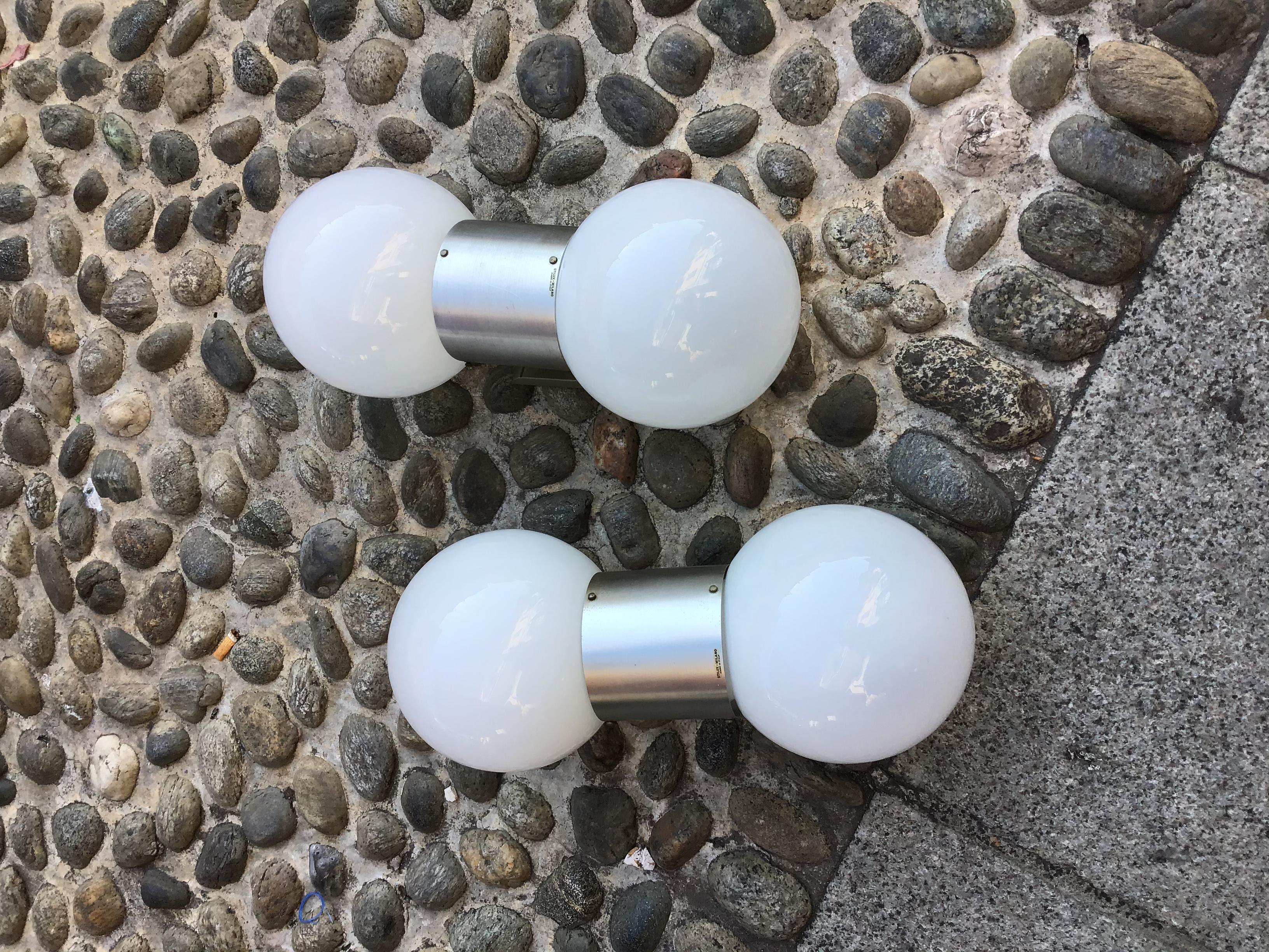 Stilux Couple Sconces Glass  Metal Crome 1958 Italy For Sale 11