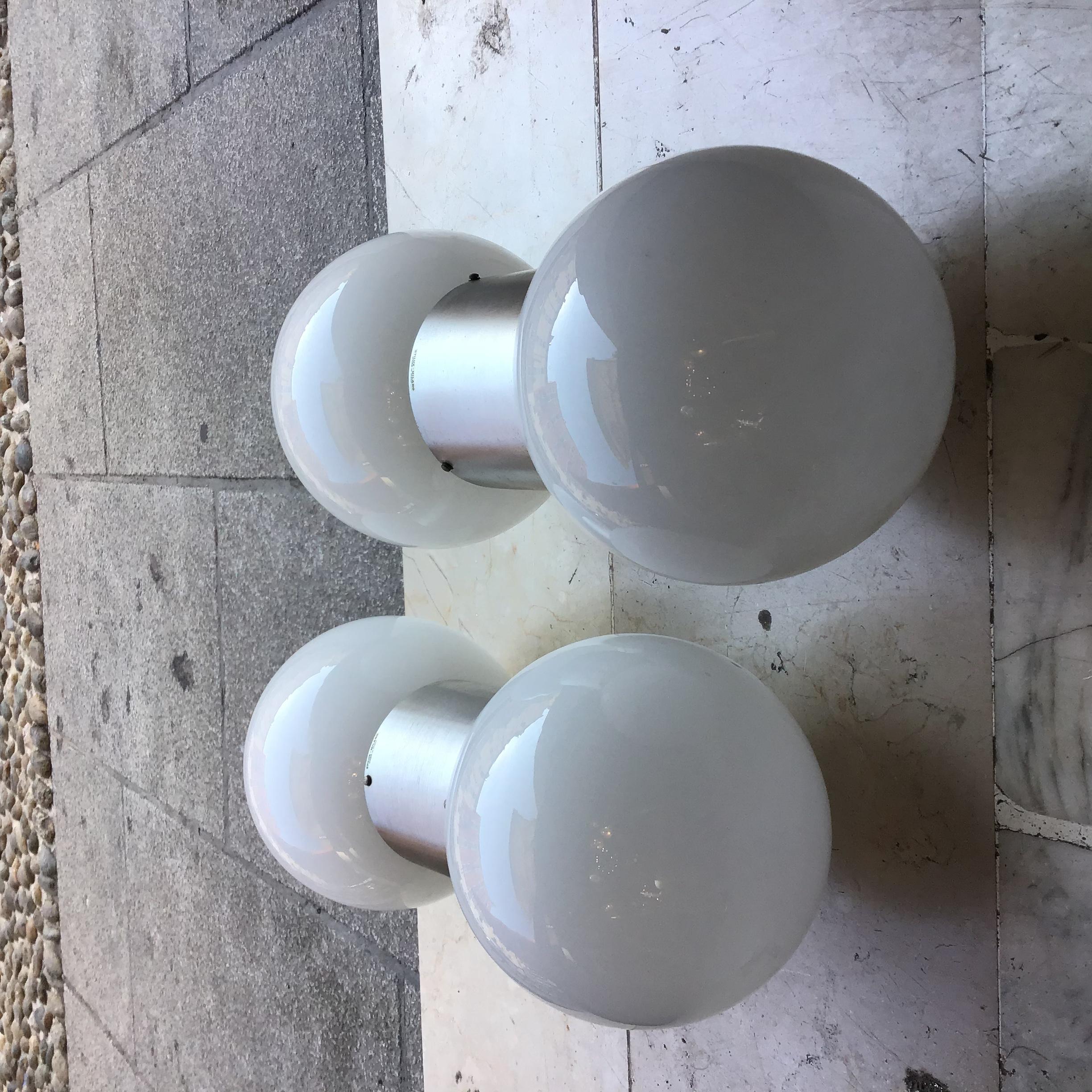 Stilux Couple Sconces Glass  Metal Crome 1958 Italy In Excellent Condition For Sale In Milano, IT