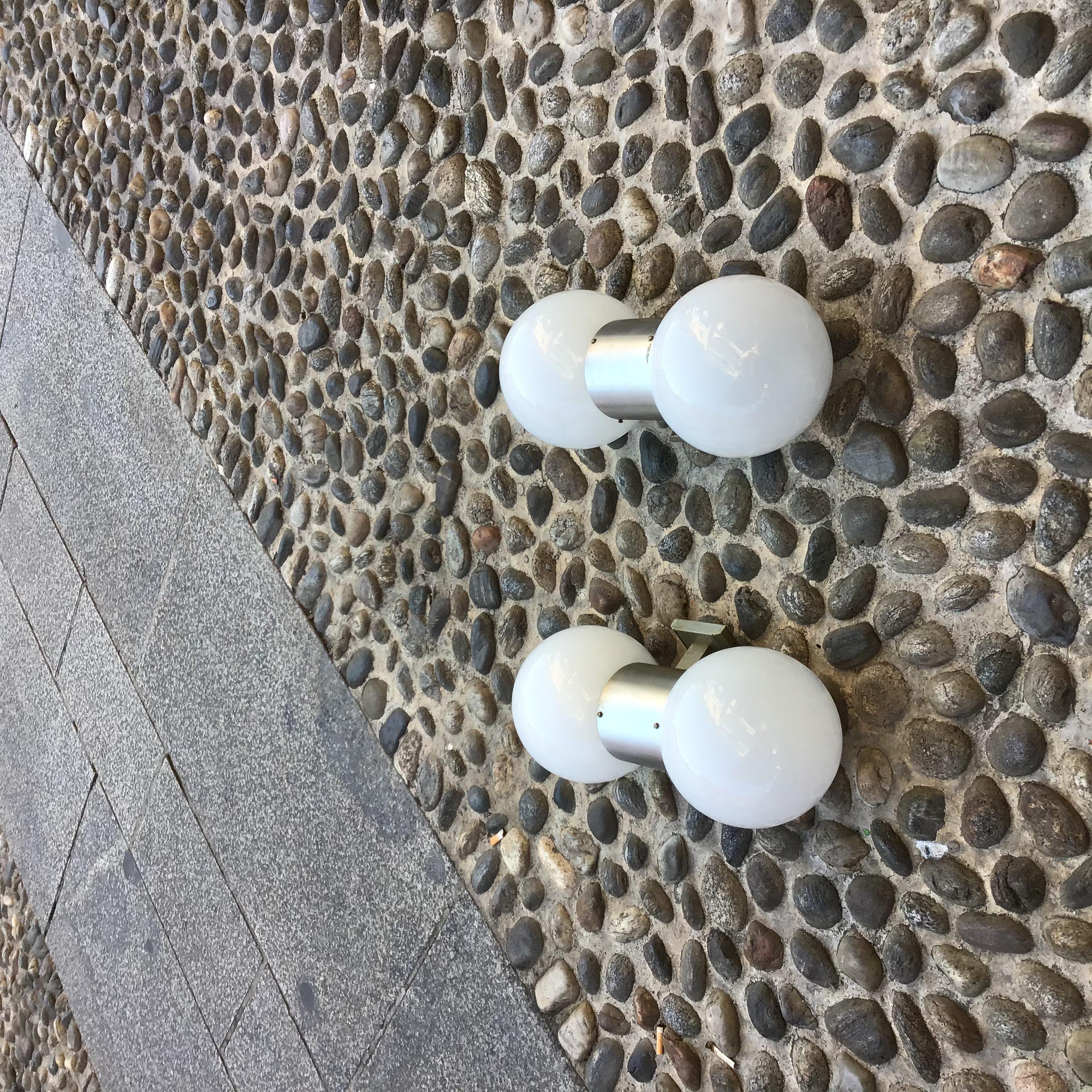 Stilux Couple Sconces Glass  Metal Crome 1958 Italy For Sale 2