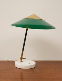 Stilux Desk Lamp in Nickel and Brass with Marble Base, Italy, 1950s