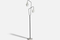 Stilux, Floor Lamp, Brass, Metal, Marble, Glass, Italy, 1950s